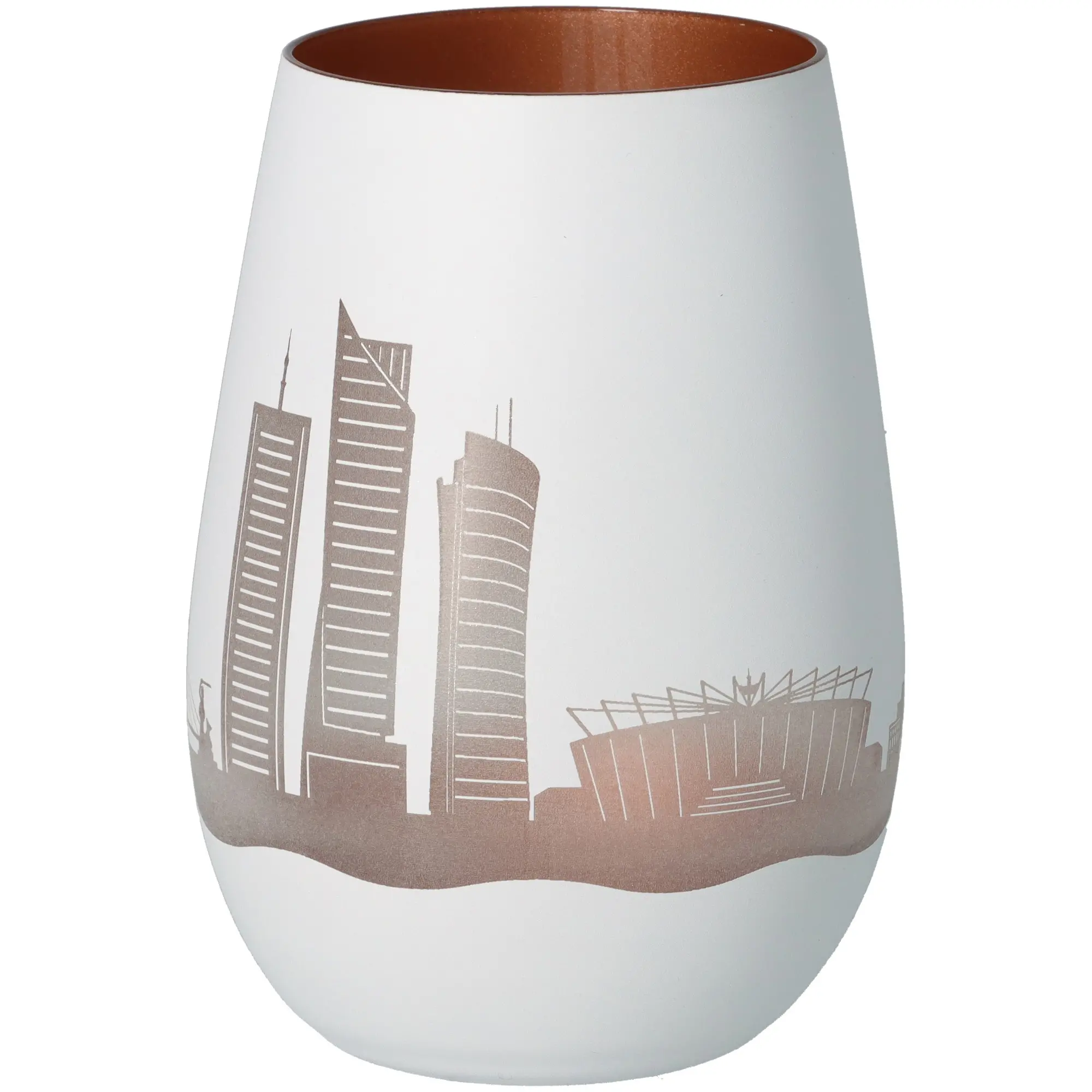vase, porzellan, weiß, stadtsilhouette, muster