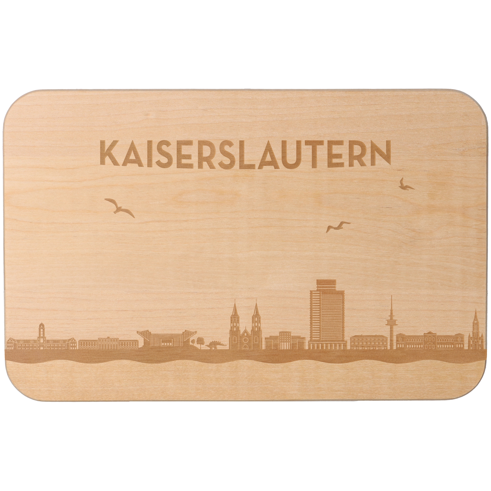 Frühstücksbrett Skyline Kaiserslautern Holz, Sperrholz, Matte
