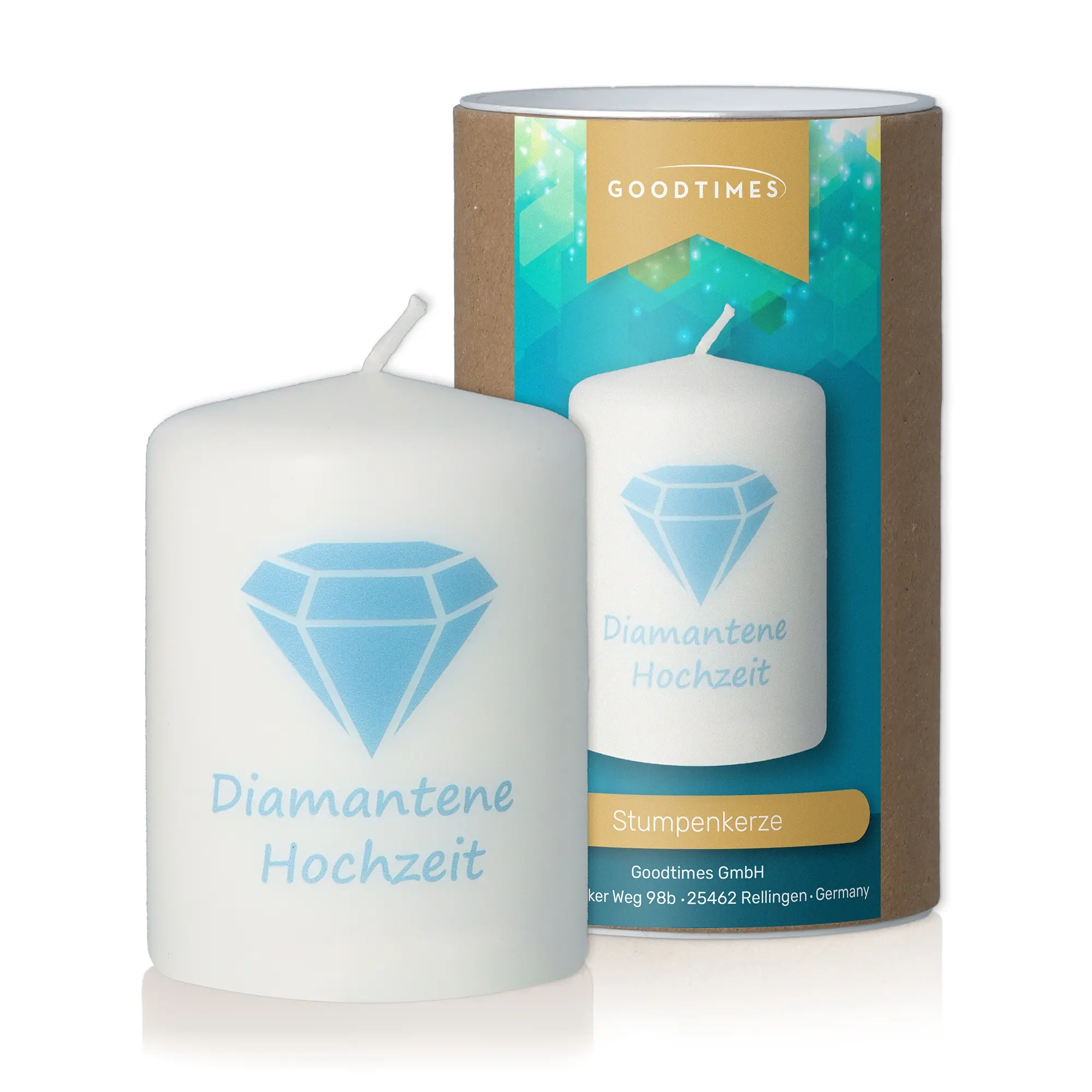 Stumpenkerze "Diamantene Hochzeit"
