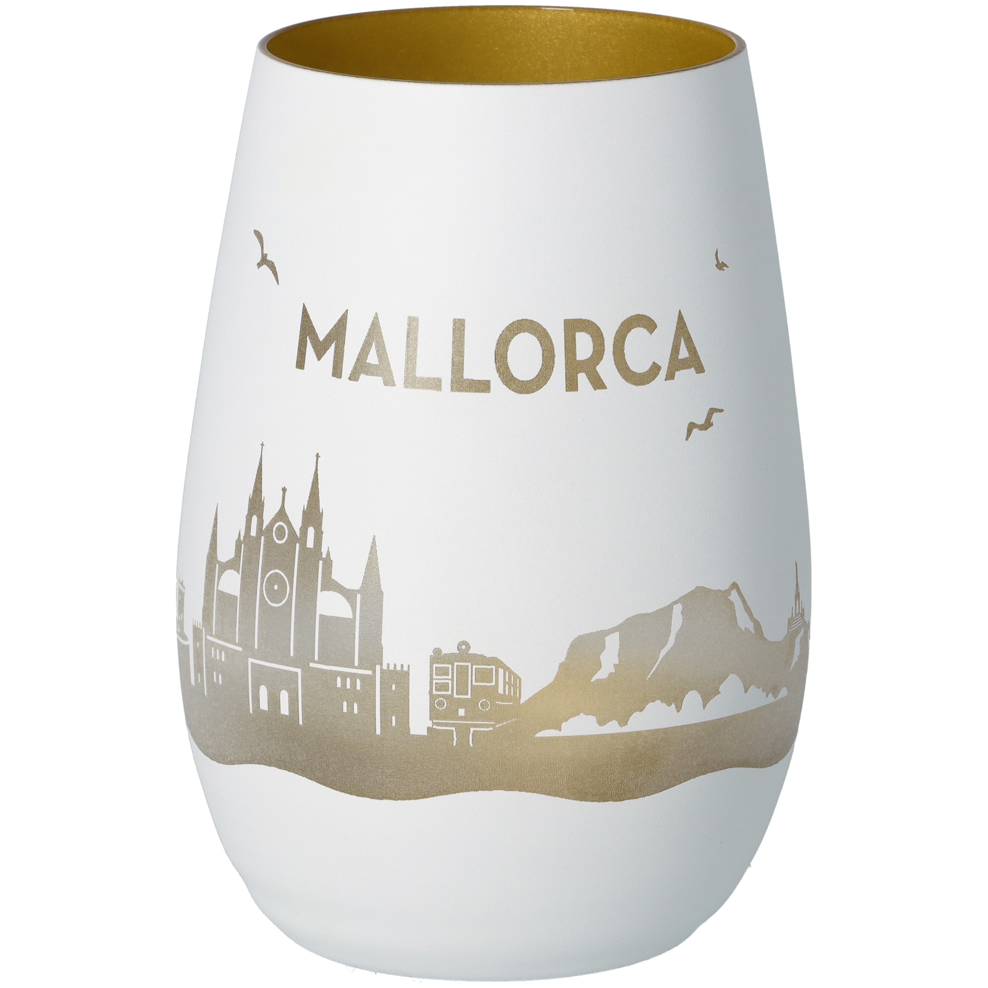 Windlicht Skyline Mallorca Töpferei, Krug, Vase, Porzellan, Glas