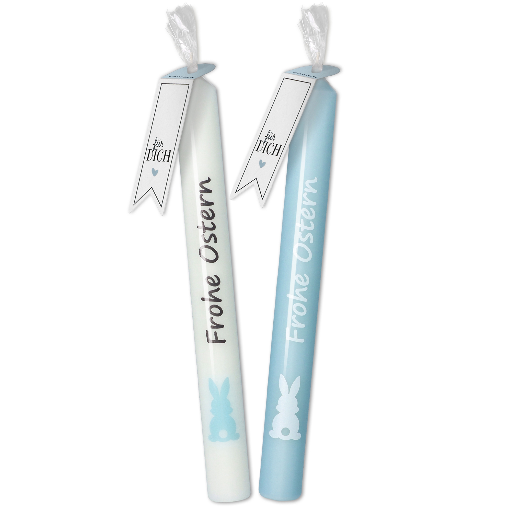 Stabkerzen-Set Hellblau "Frohe Ostern" Stabkerzen-Set Hellblau "Frohe Ostern"