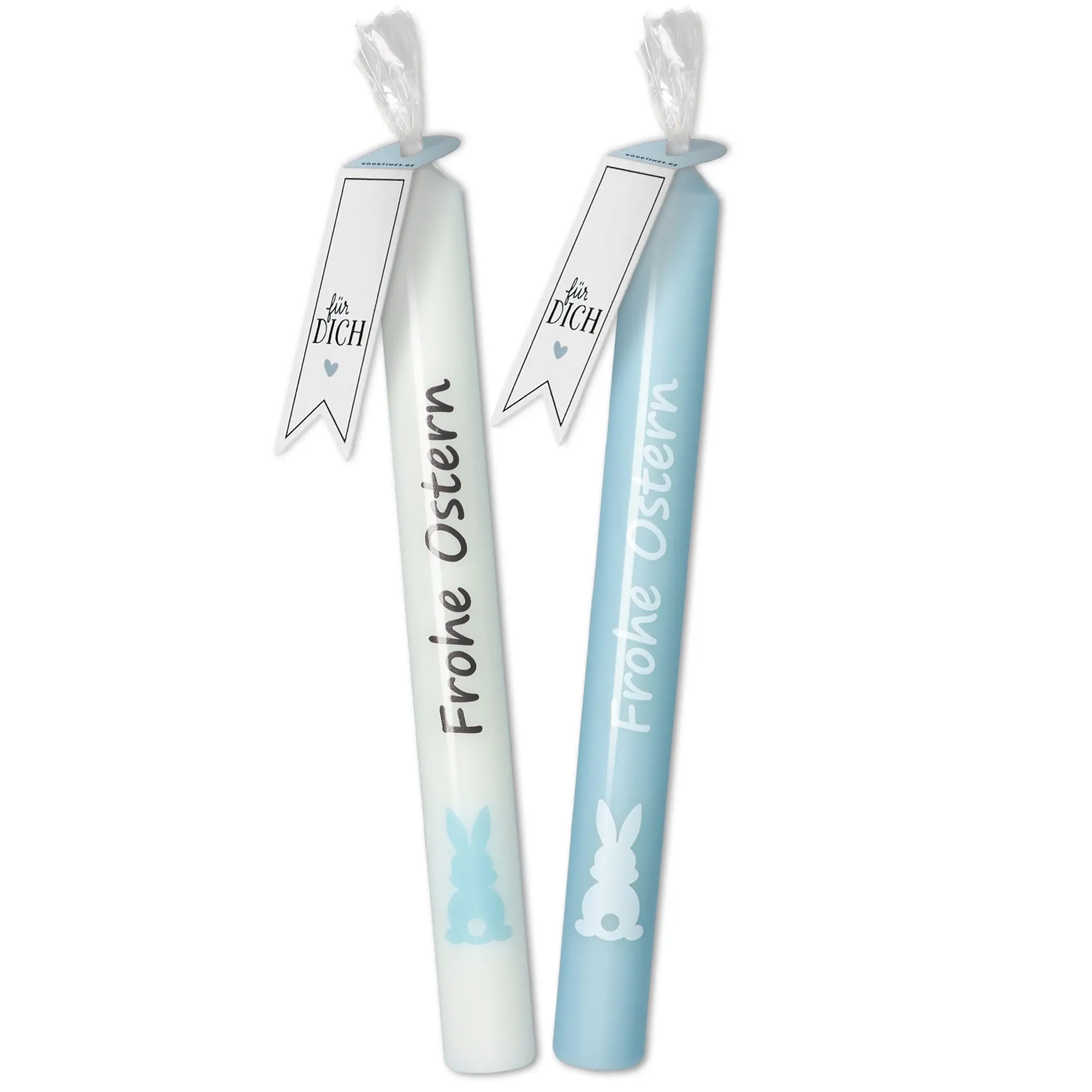 Stabkerzen-Set Hellblau "Frohe Ostern"
