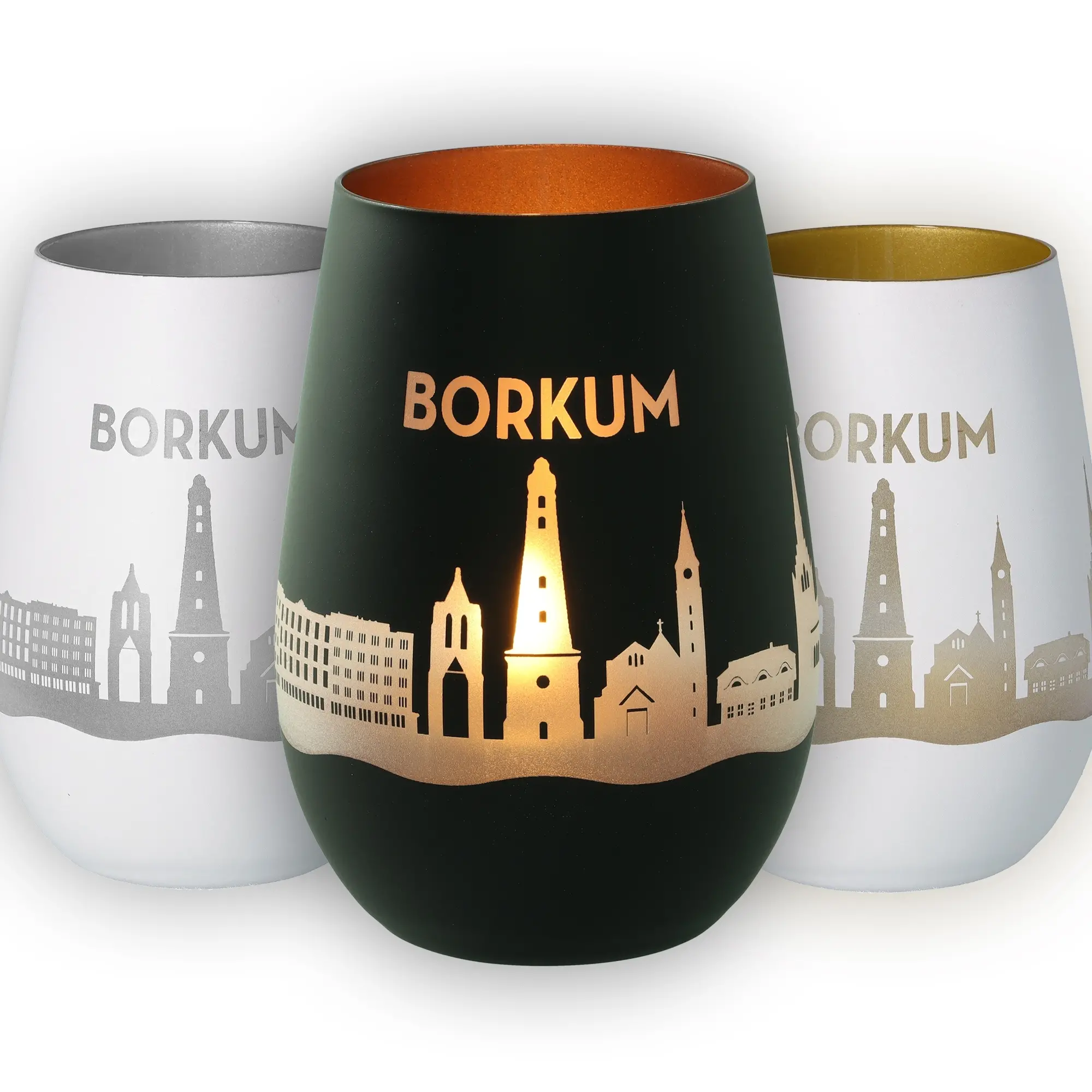 tumbler, becher, glänzend, städtepanorama, gold