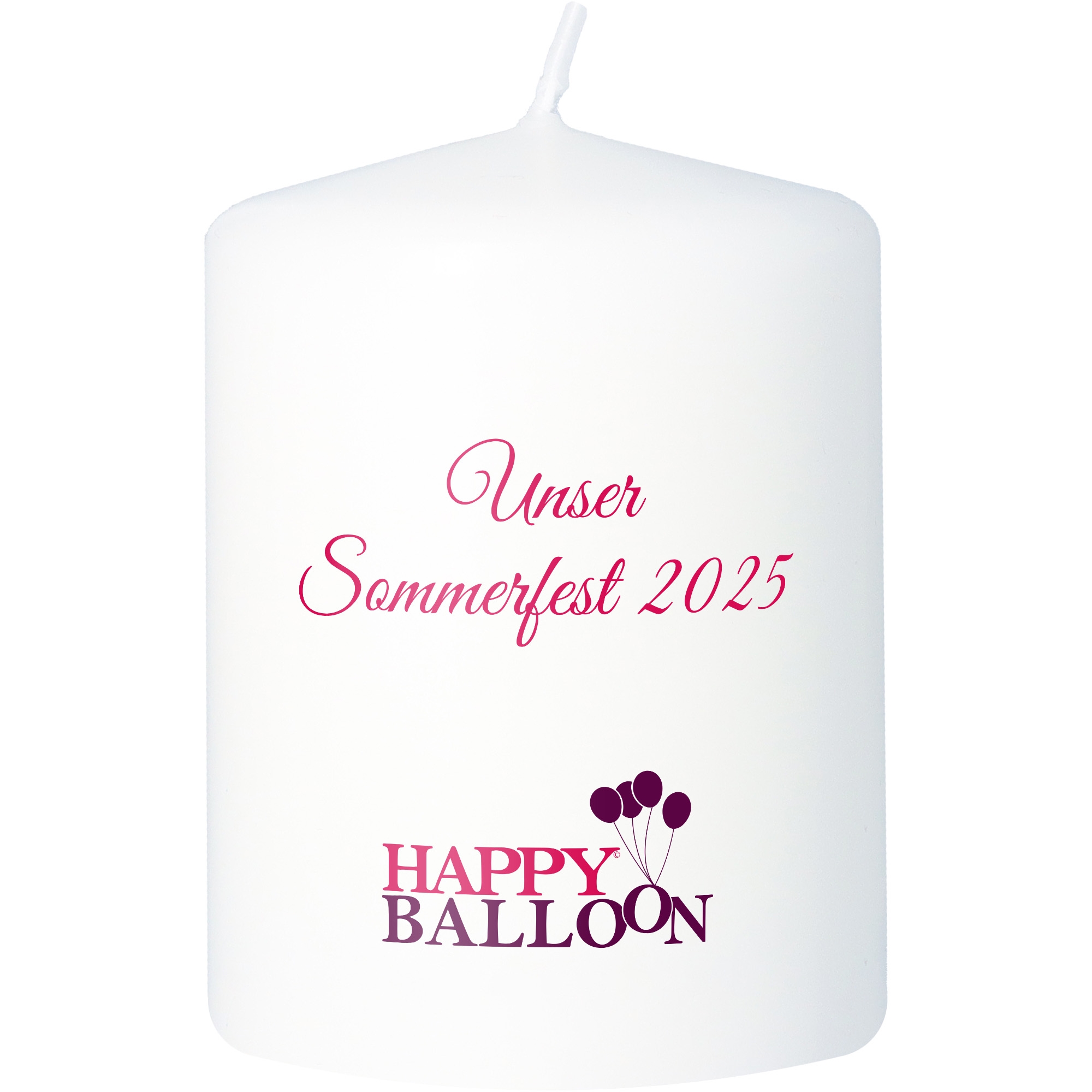 Stumpenkerze Dein Design Weiß mit Druck Kerze