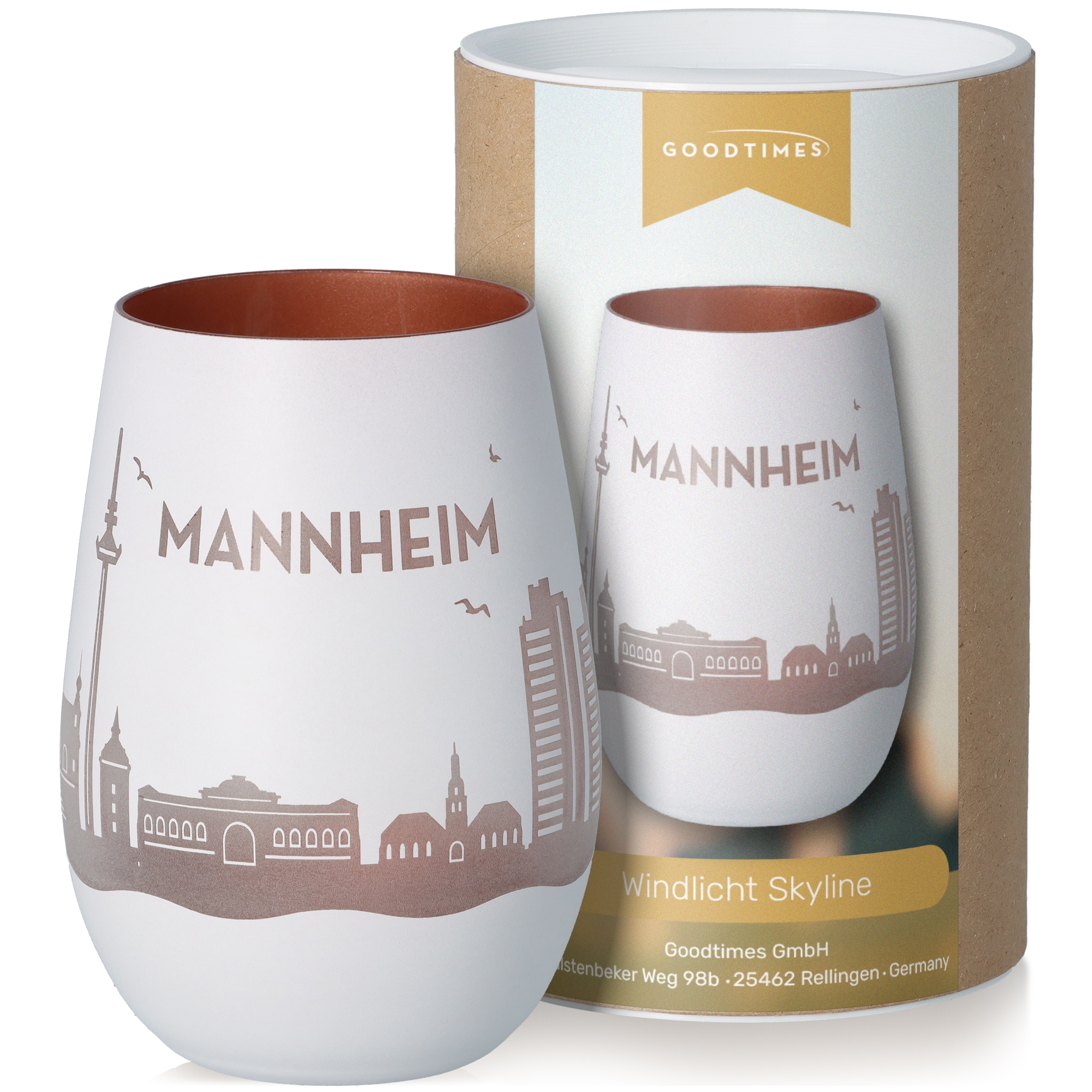 Windlicht Skyline Mannheim Töpferei, Tasse, Krug, Kunst, Porzellan