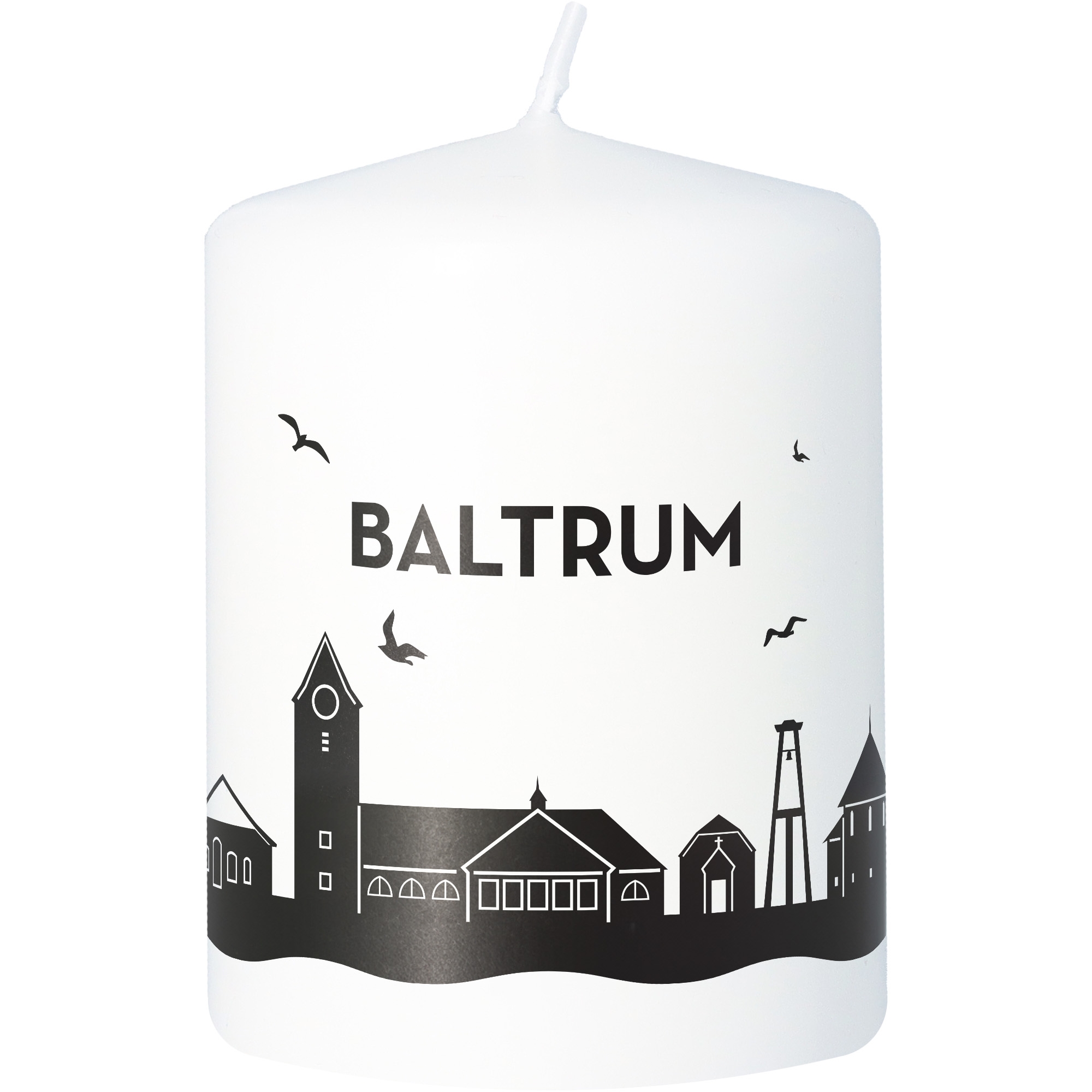 Stumpenkerze Skyline Baltrum Kerze, Tier, Vogel