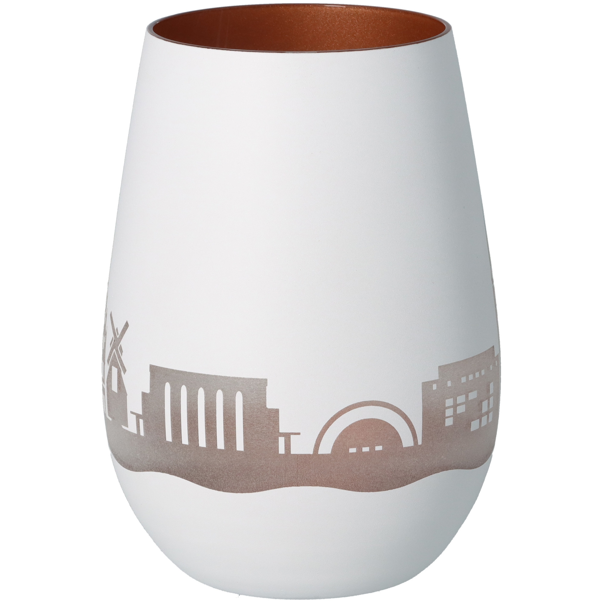 Vase, Kunststoff?, Porzellan?, Weiß, Stadt-Silhouette, Dekovase