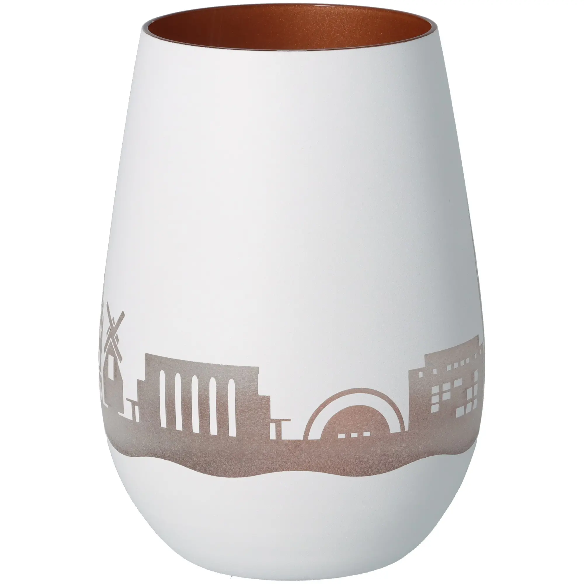 Vase, Kunststoff?, Porzellan?, Weiß, Stadt-Silhouette, Dekovase