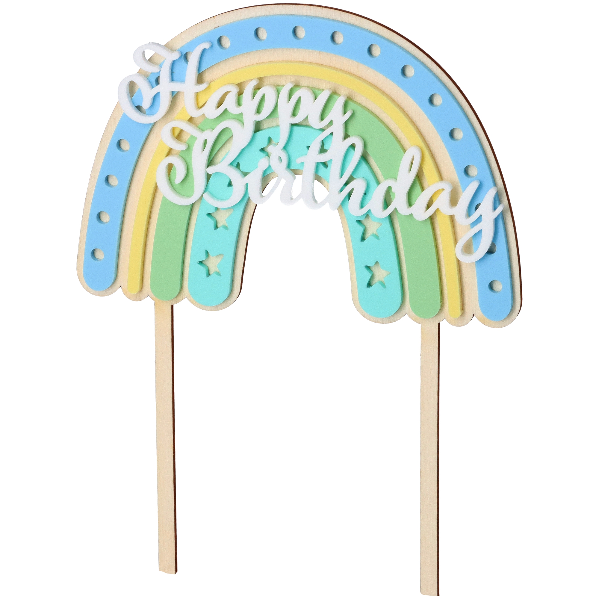 Cake Topper Regenbogen "Happy Birthday" mit Sternen