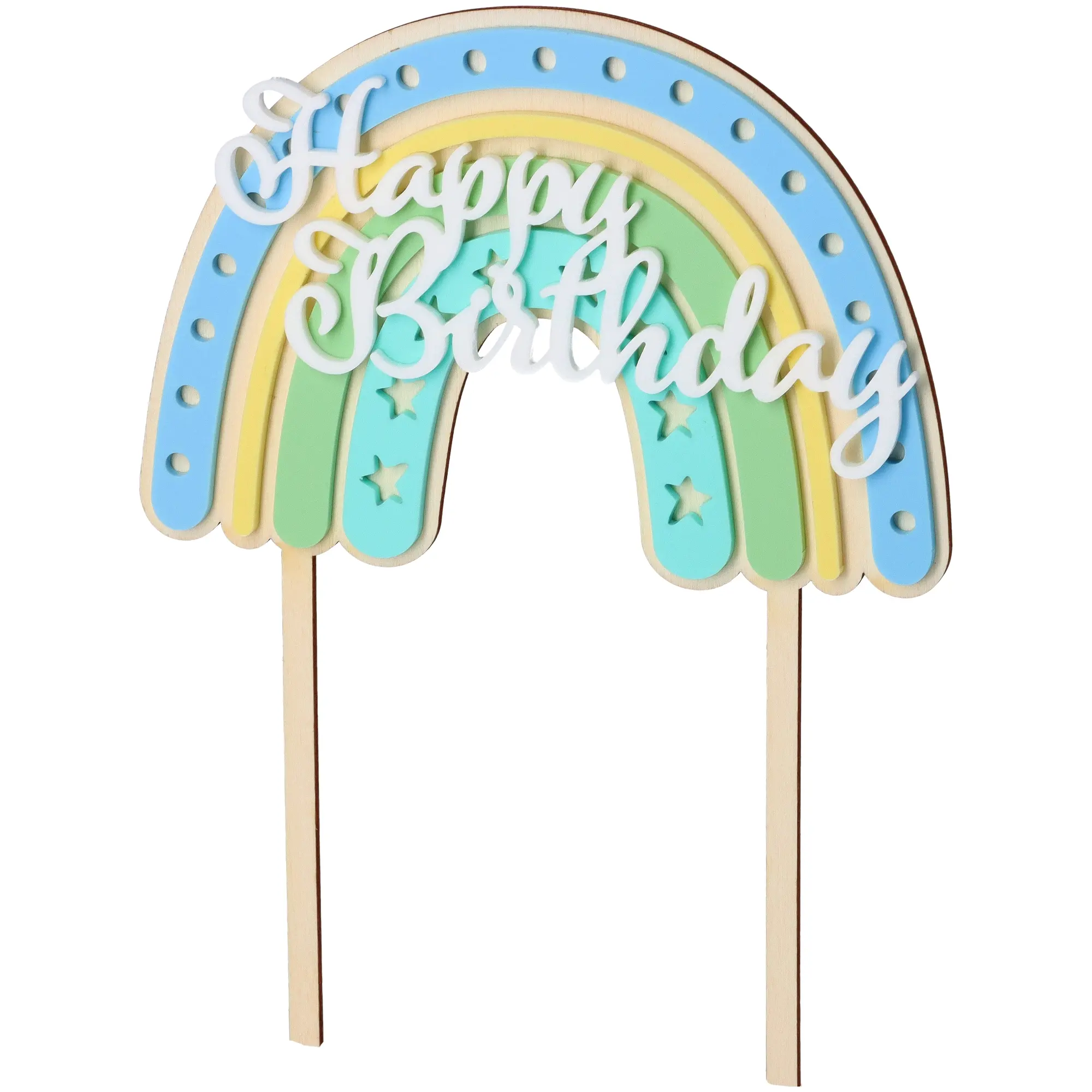 Cake Topper Regenbogen "Happy Birthday" mit Sternen