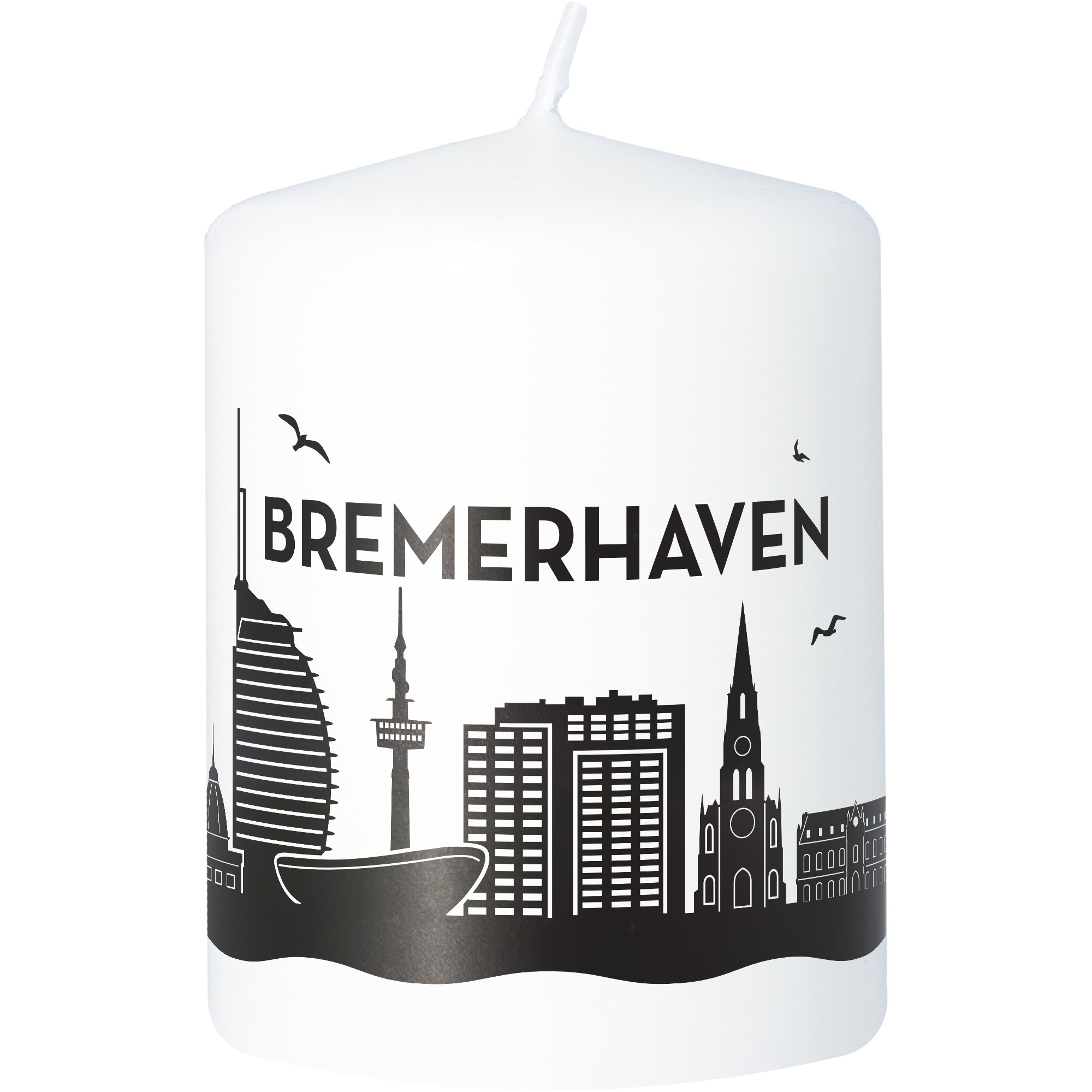Stumpenkerze Skyline Bremerhaven Kerze