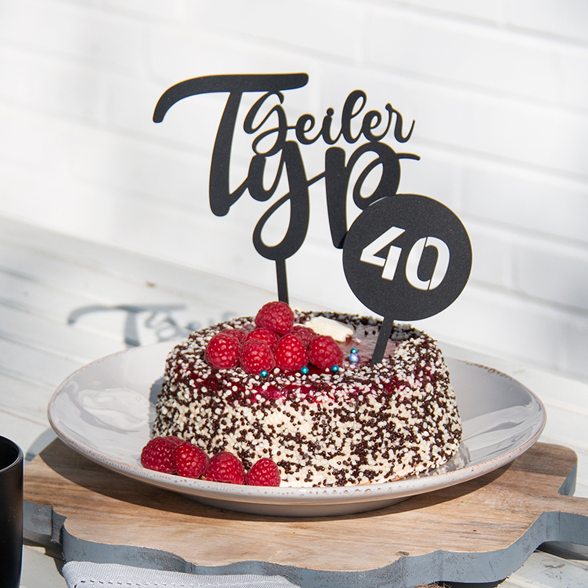 Cake Topper "Geiler Typ mit Zahl"