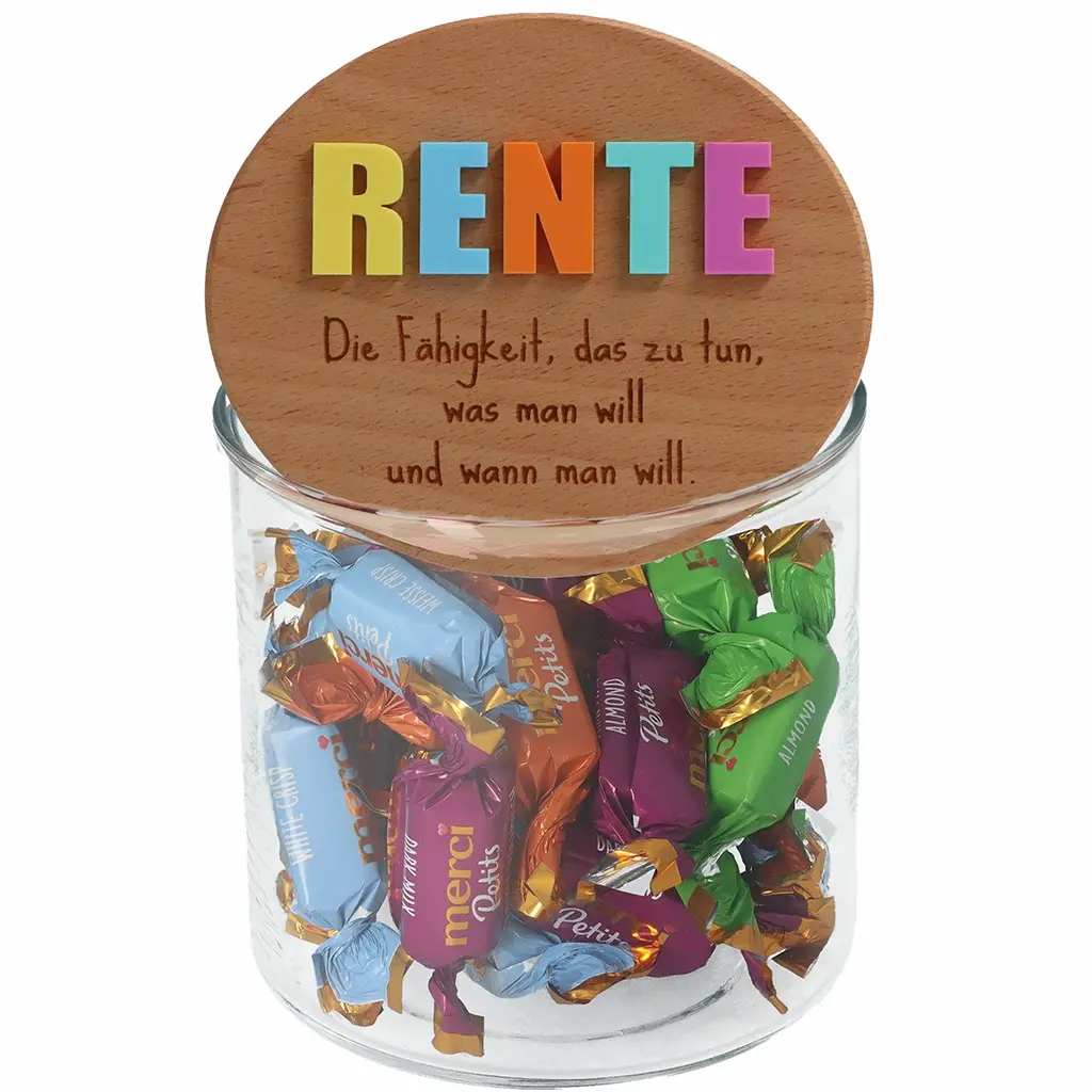 Geschenkglas "Rente"