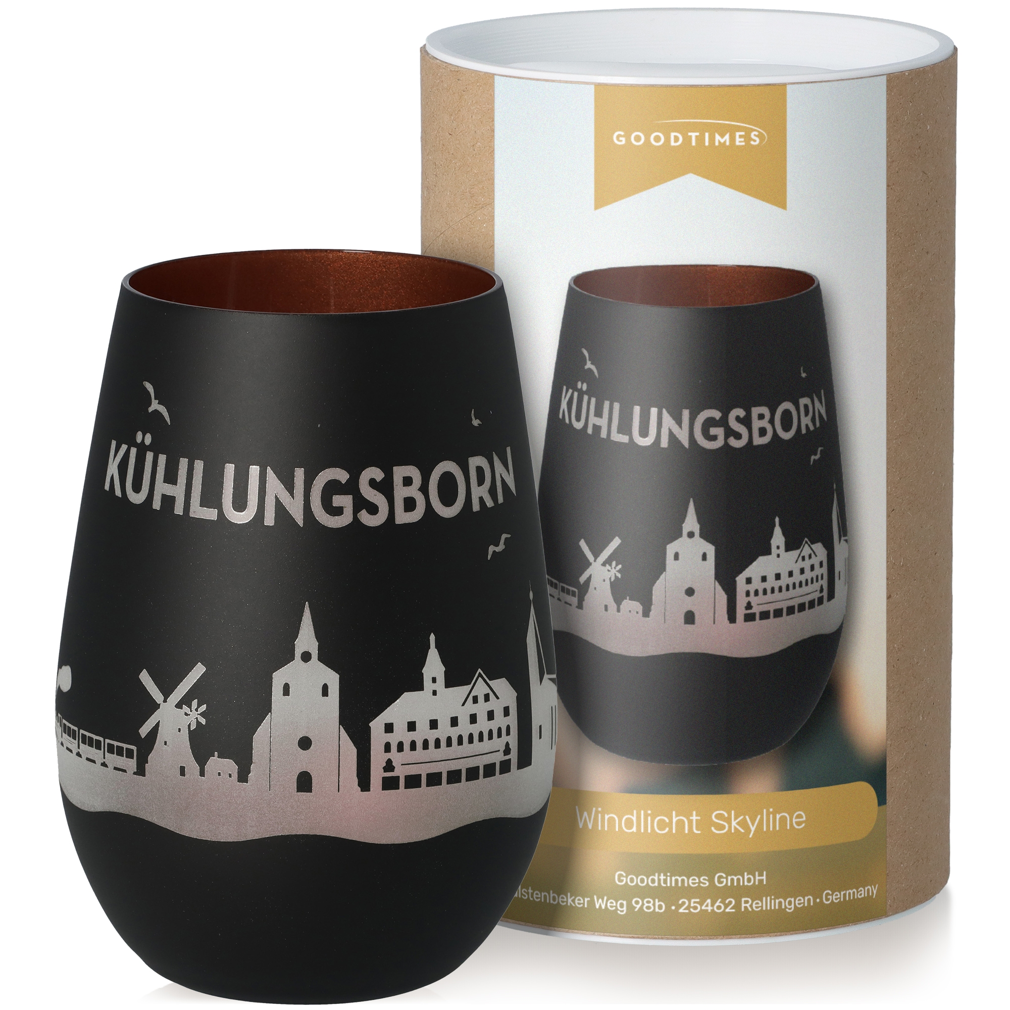 Windlicht Skyline Kühlungsborn Pokal, Töpferei, Glas, Einmachglas