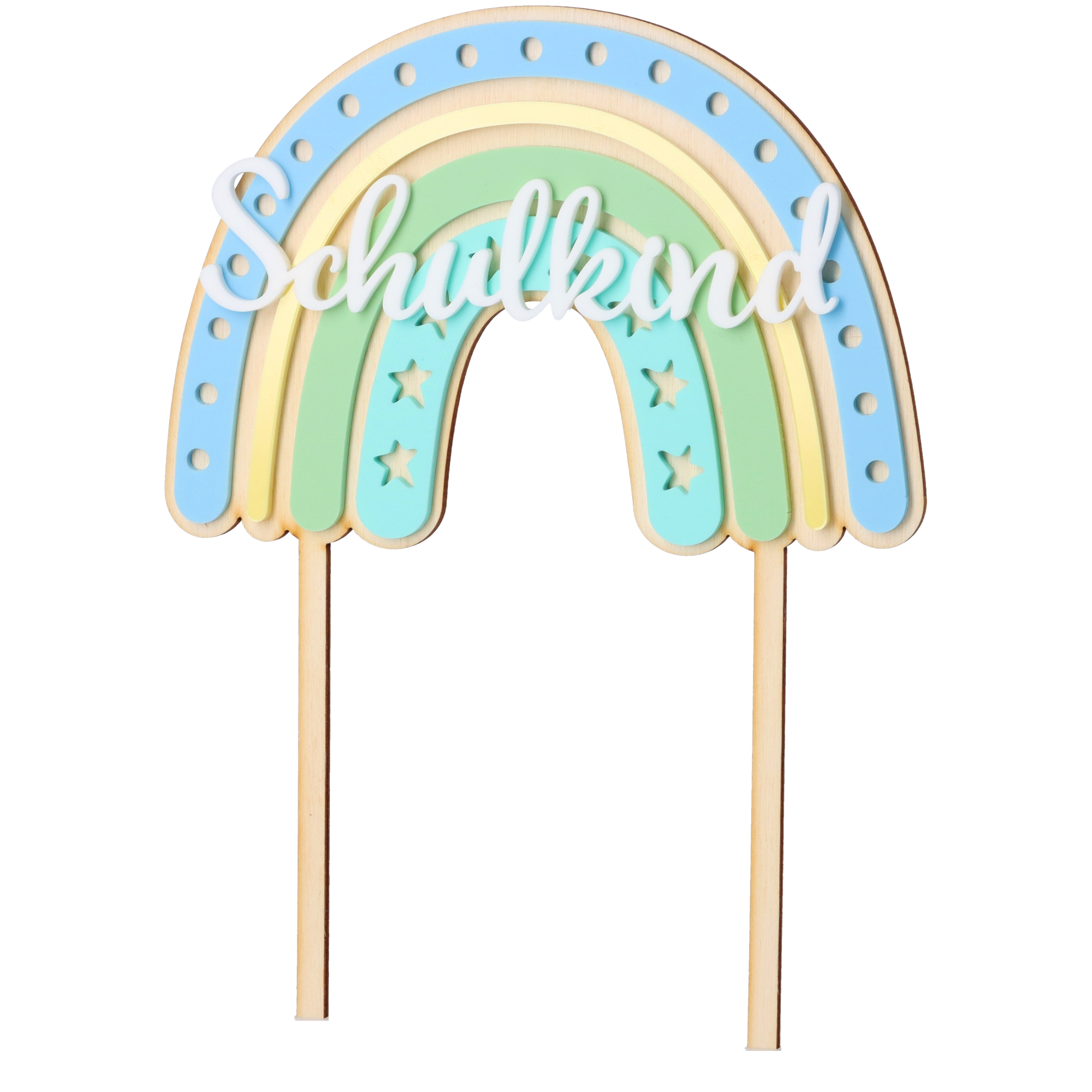 Cake Topper "Schulkind" Regenbogen mit Sternen Cake Topper "Schulkind" Regenbogen mit Sternen