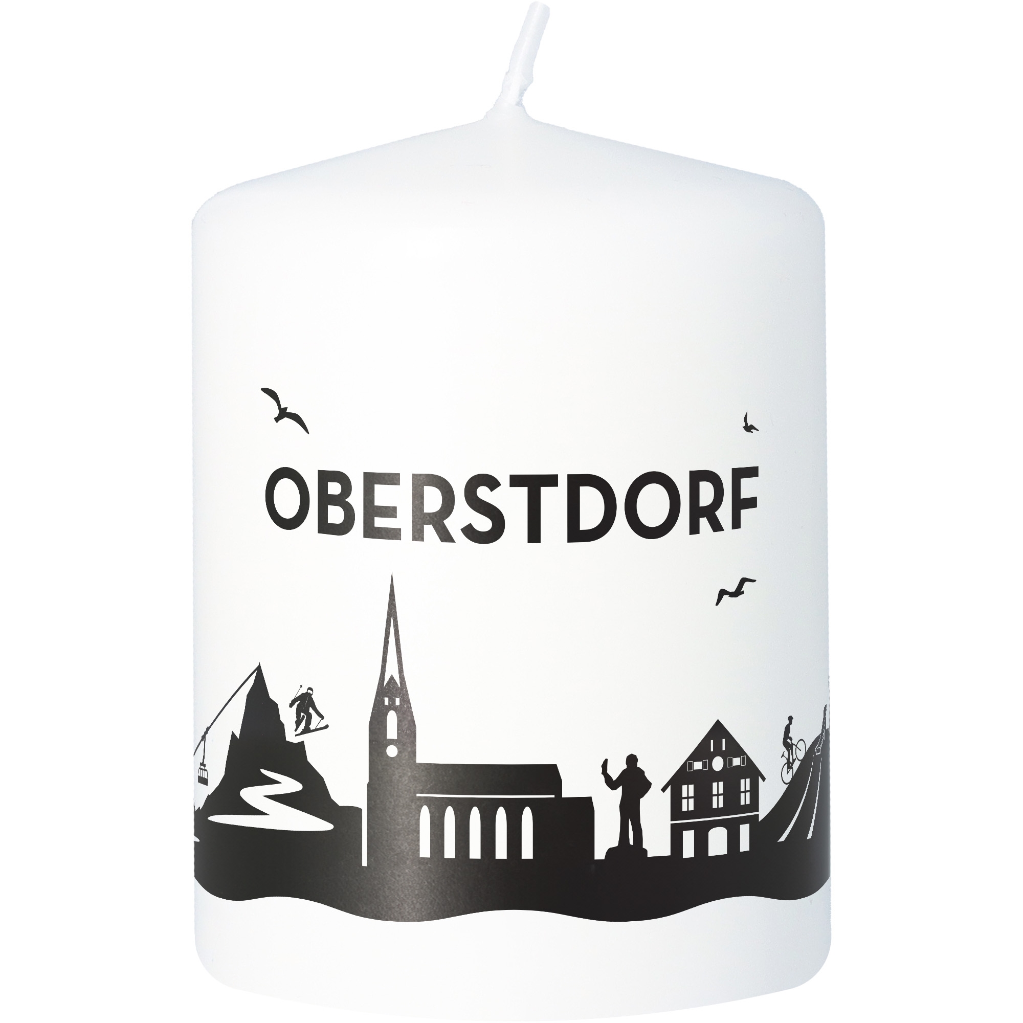 Stumpenkerze Skyline Oberstdorf Person, Kerze