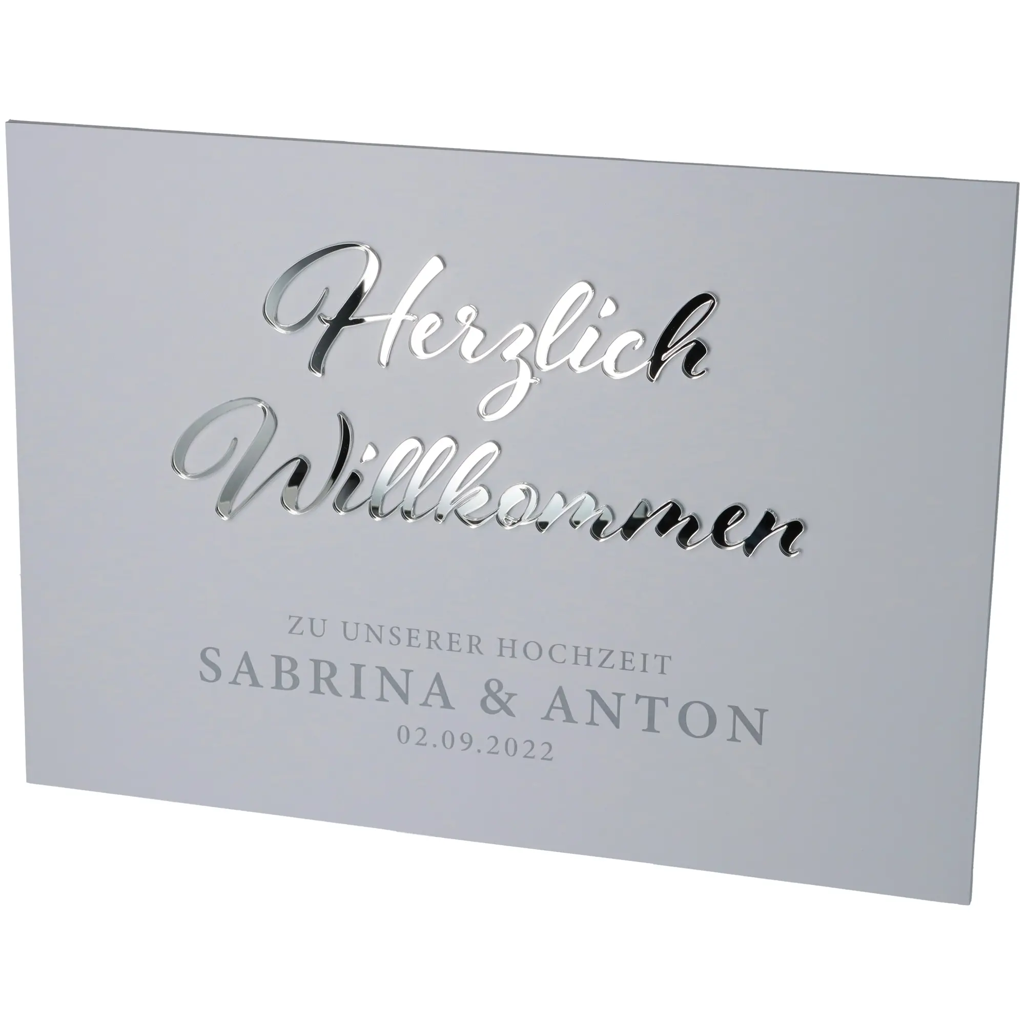 Willkommensschild Hochzeit Silber klein