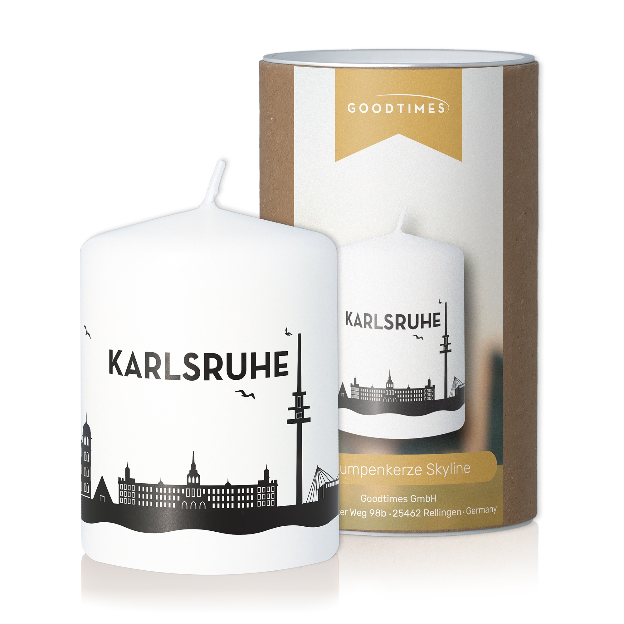 Stumpenkerze Skyline Karlsruhe Kerze