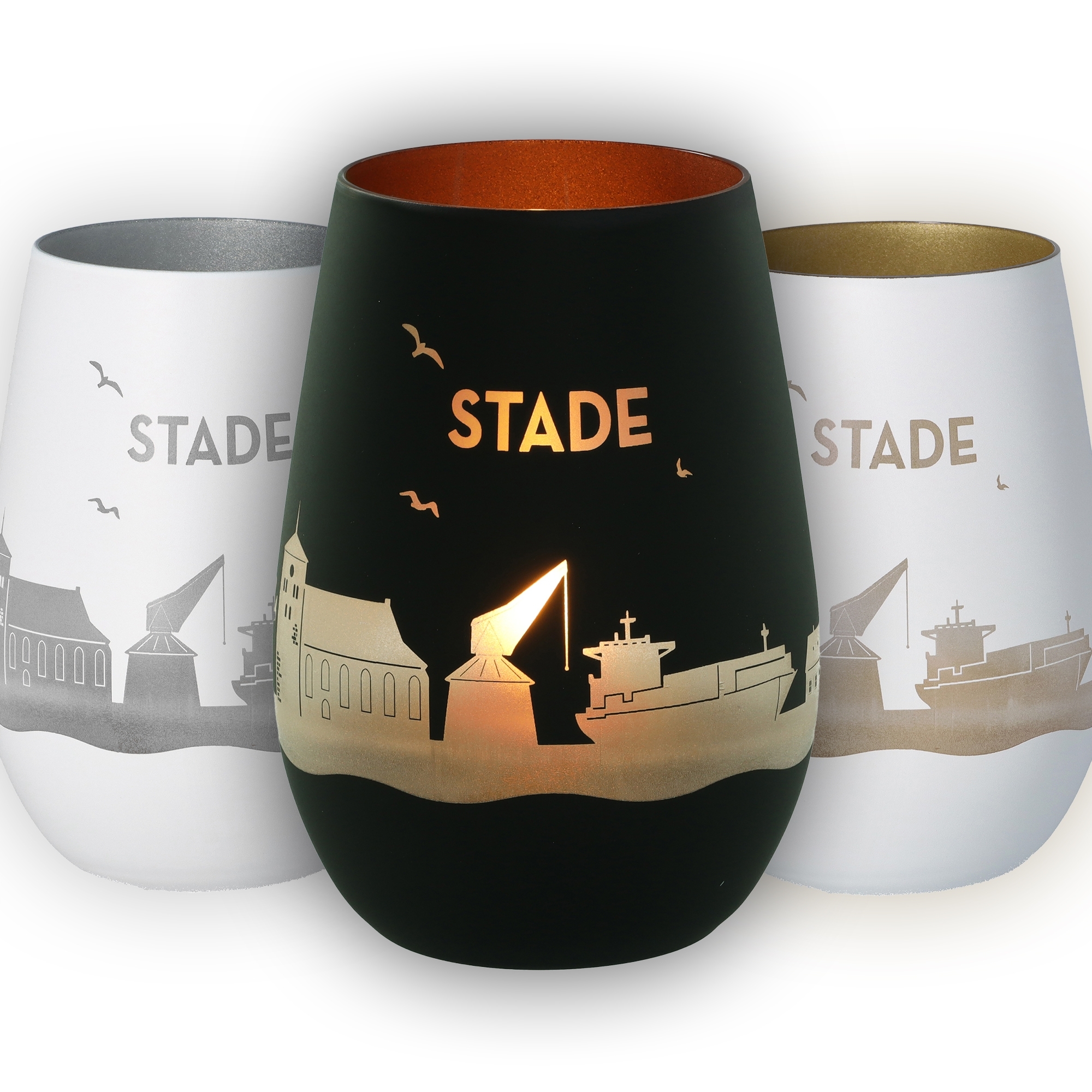 Weinkelch, Städte-Design, Schwarz, Glasbecher, Silhouette