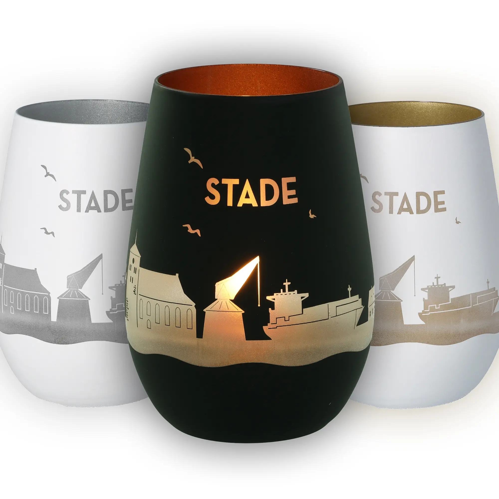Weinkelch, Städte-Design, Schwarz, Glasbecher, Silhouette