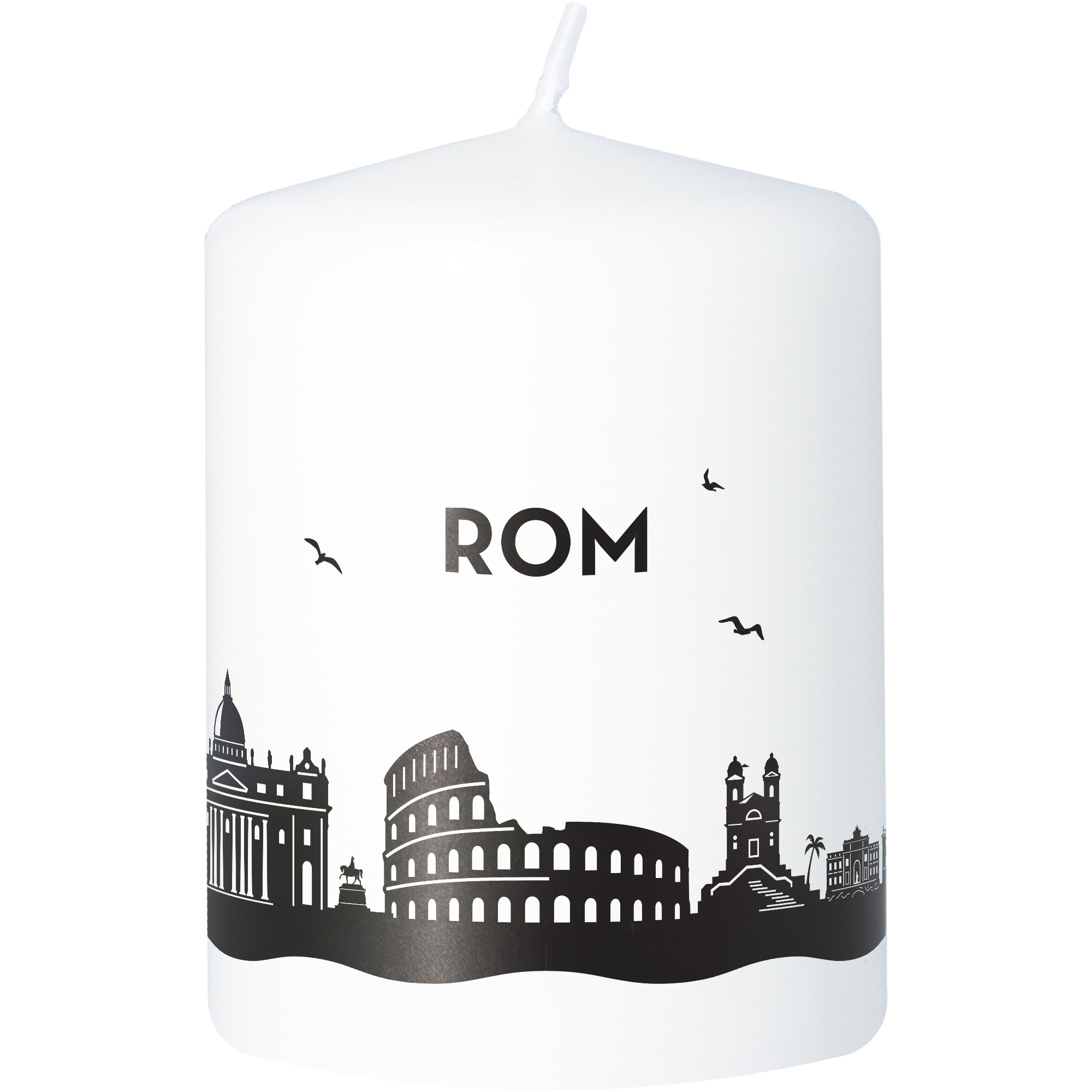 Stumpenkerze Skyline Rom Tier, Vogel, Kerze