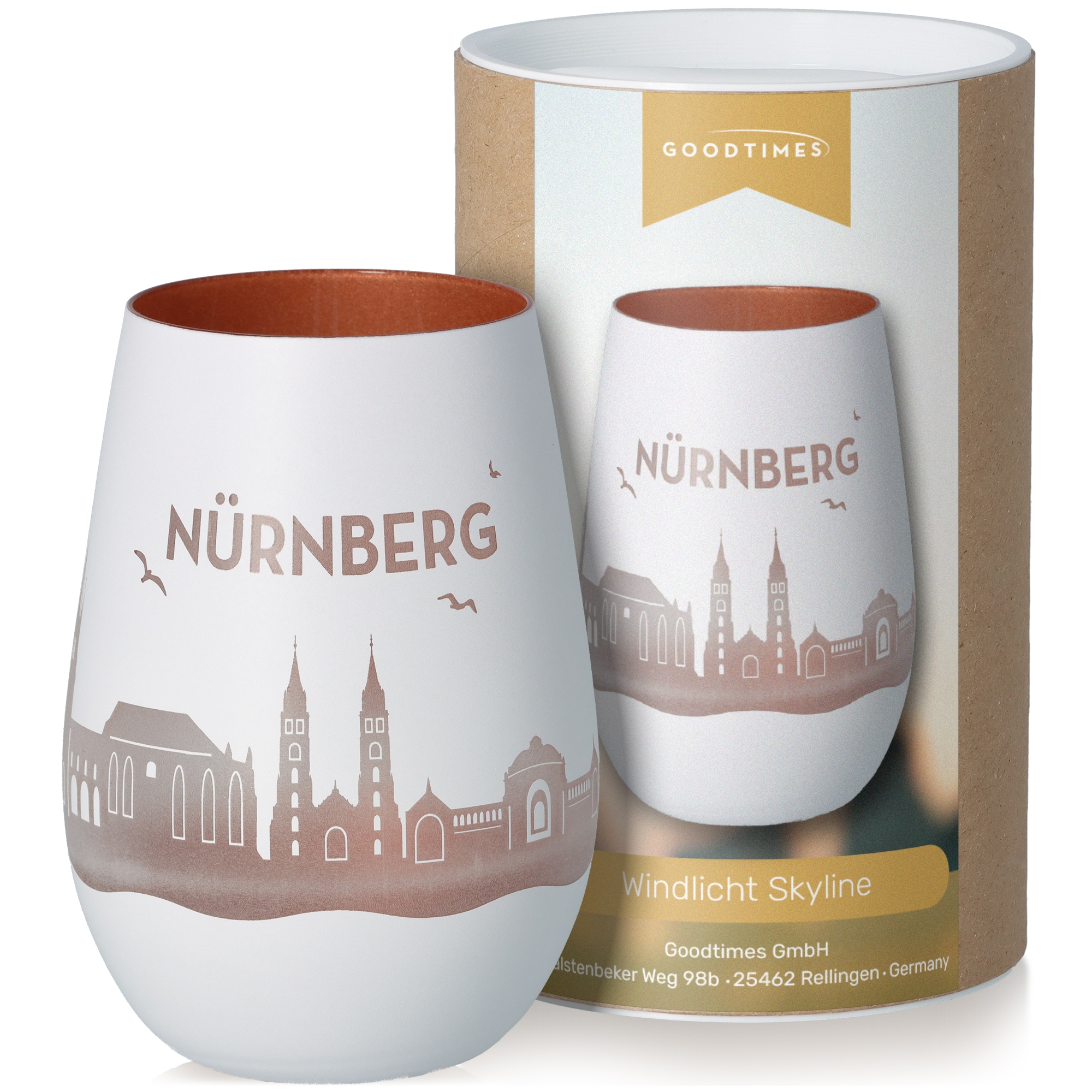 Windlicht Skyline Nürnberg Töpferei, Tasse, Krug, Porzellan, Glas