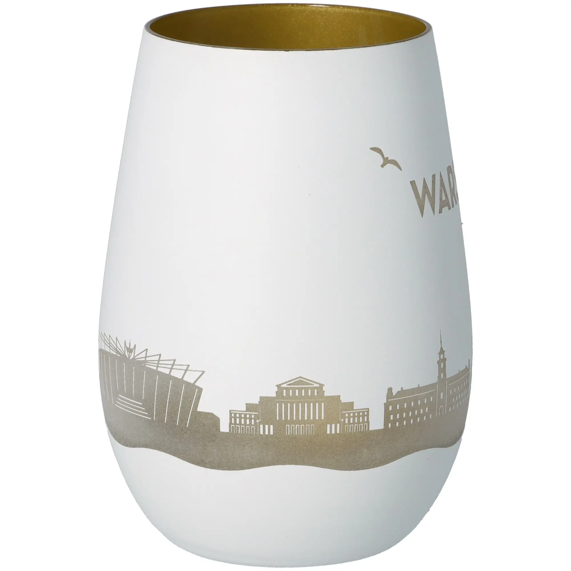 Vase, Weiß, Goldrand, Stadtmotiv, Keramik