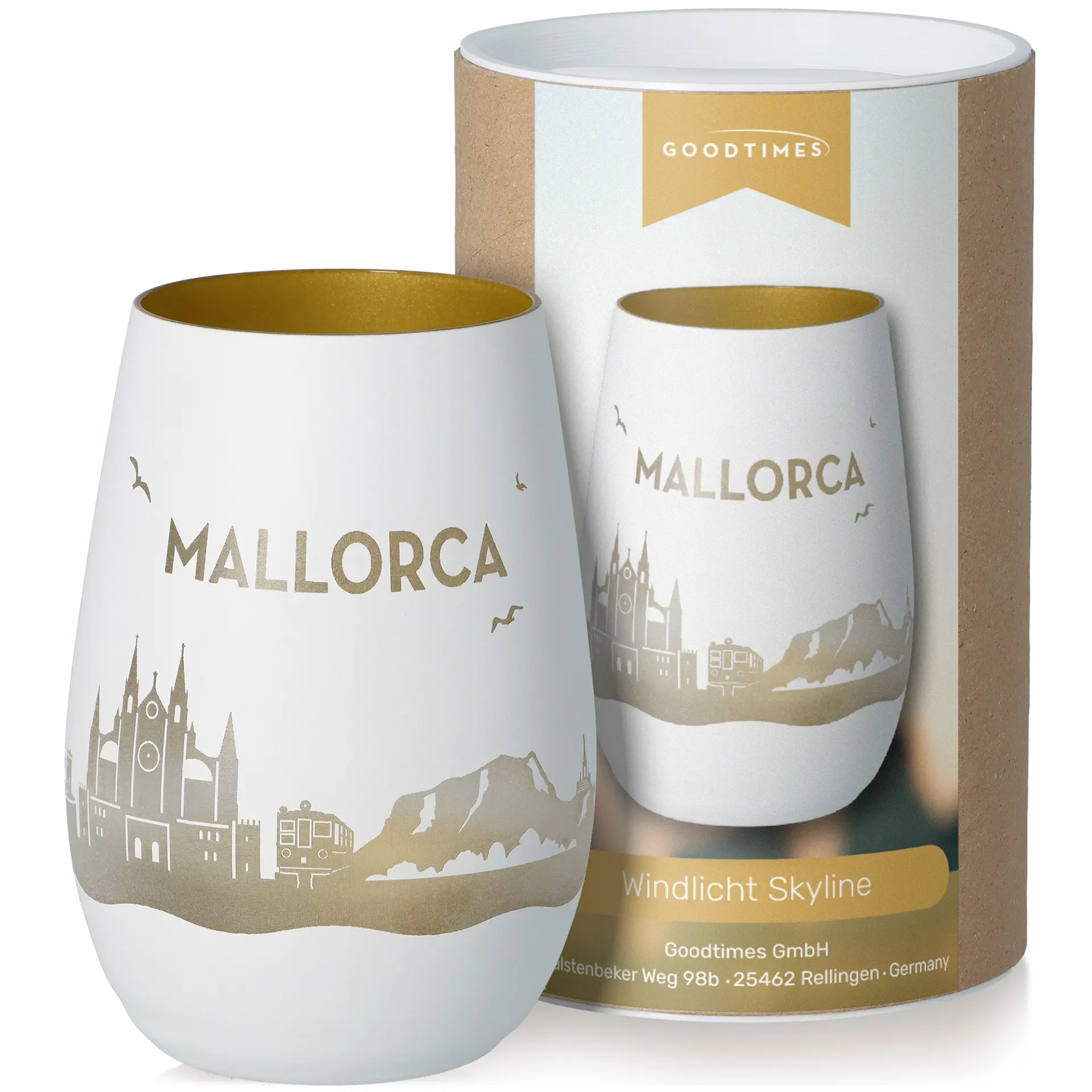 Windlicht Skyline Mallorca Töpferei, Krug, Kunst, Porzellan, Tasse