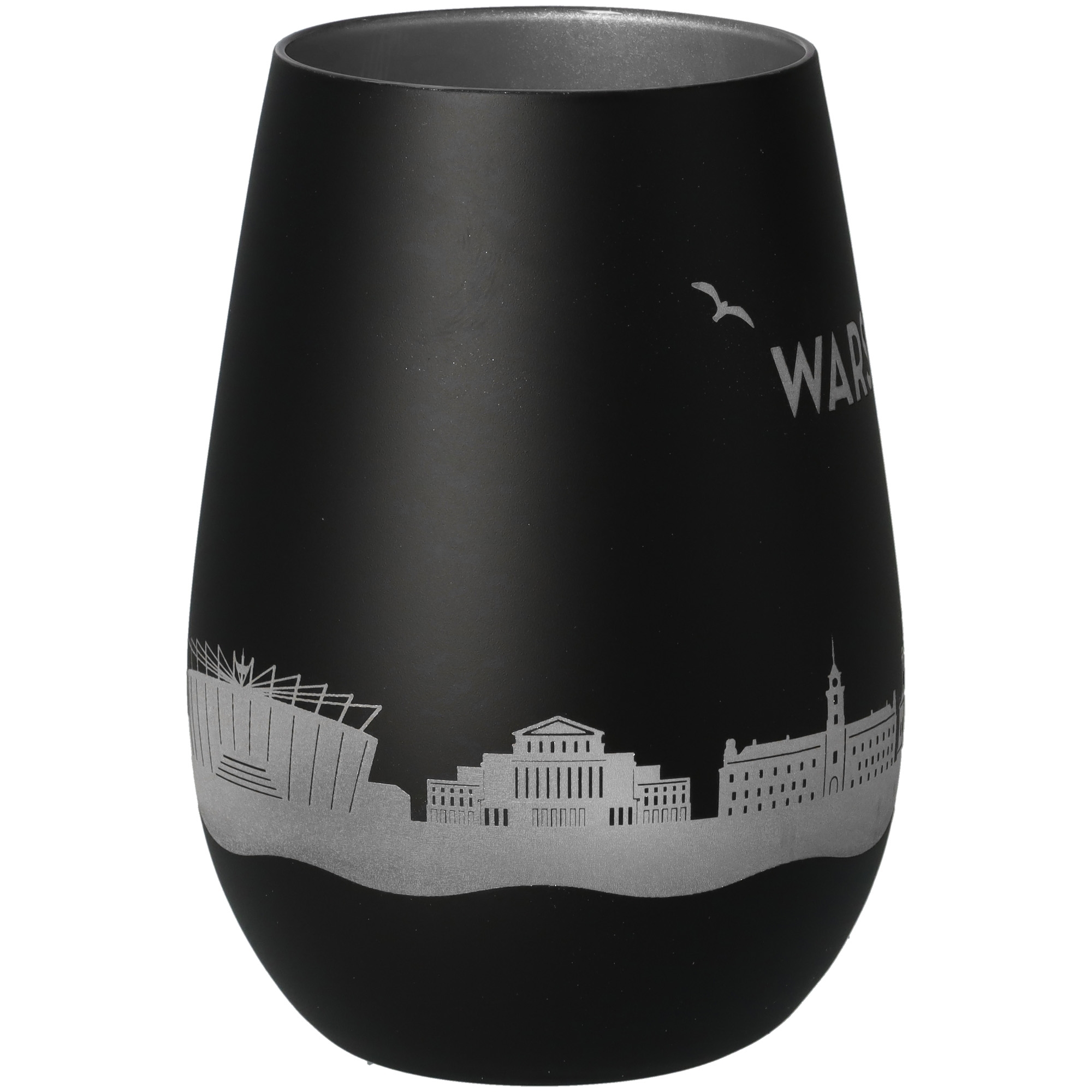 Schwarz, Vase, Stadtsilhouette, Matt, Glas/Vase
