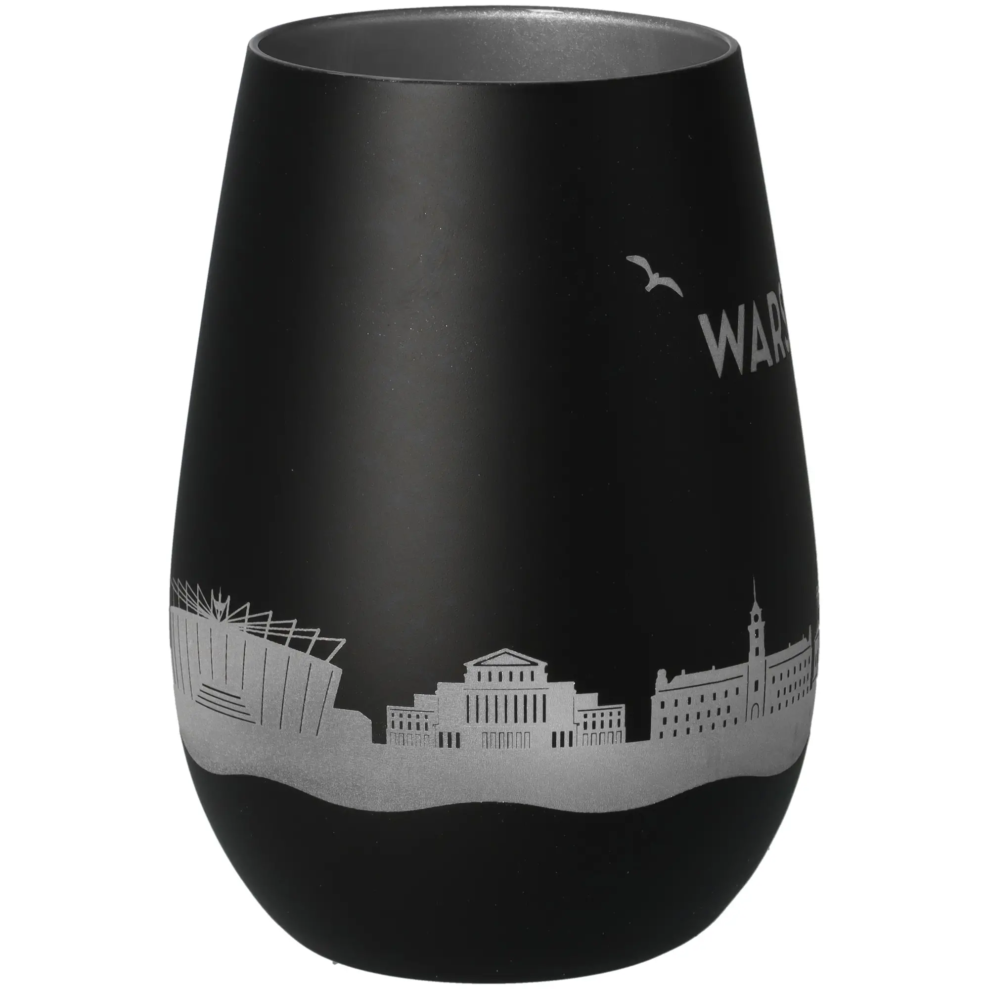 Schwarz, Vase, Stadtsilhouette, Matt, Glas/Vase