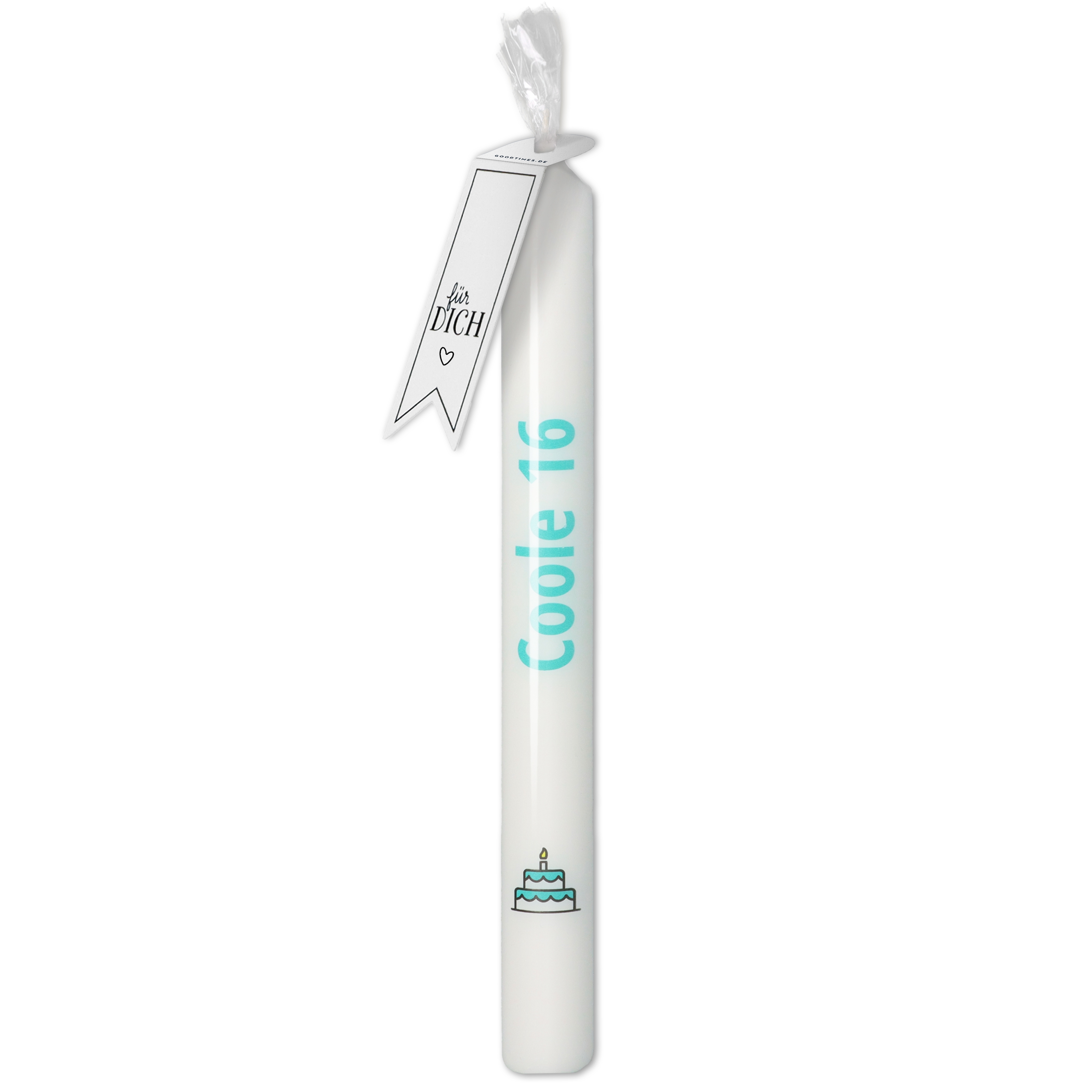 Stabkerze "Coole 16" Türkis Flasche