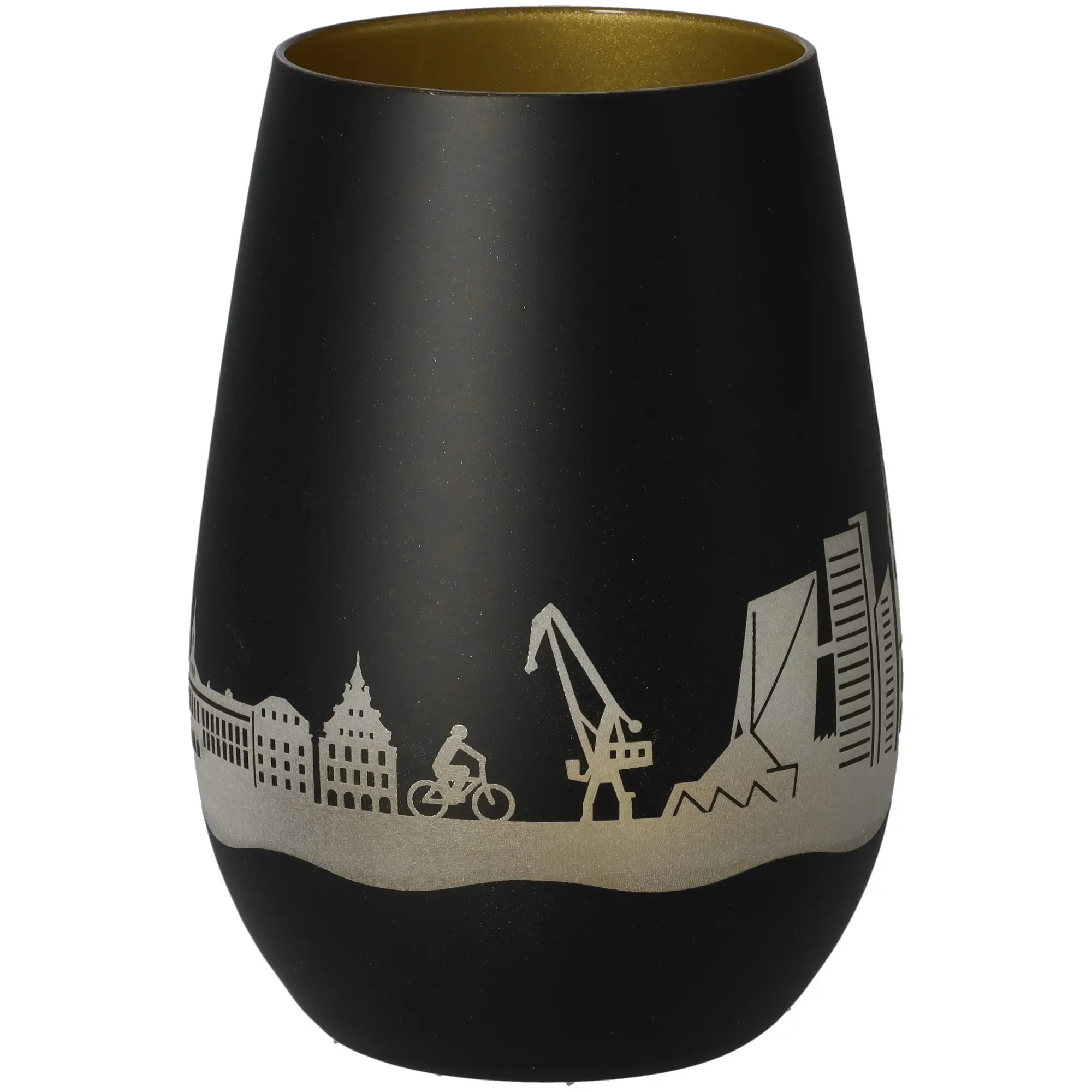 vase, schwarze vase, Stadt-Skyline, mattes Schwarz, Dekorationskeramik