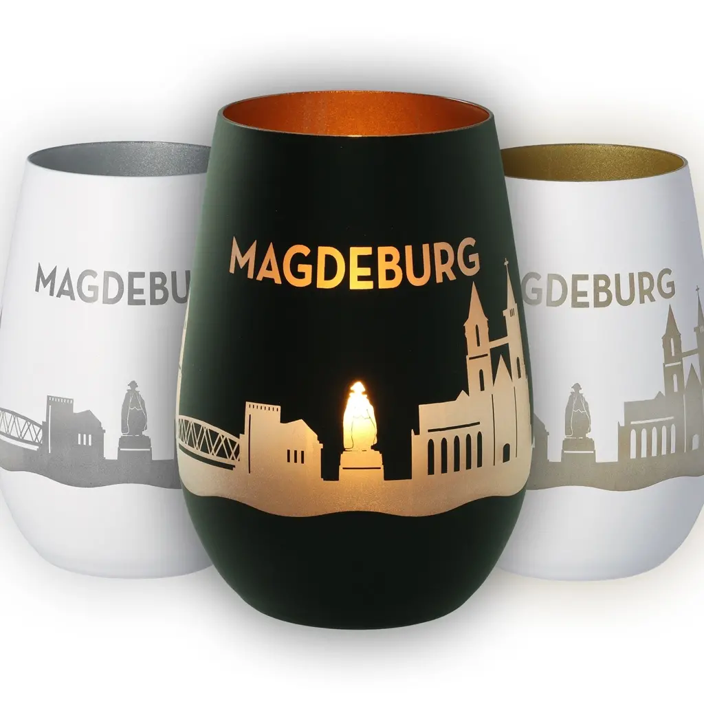 Wein Glas, Magdeburg, Silikonbecher, City silhouette, Stadtansicht