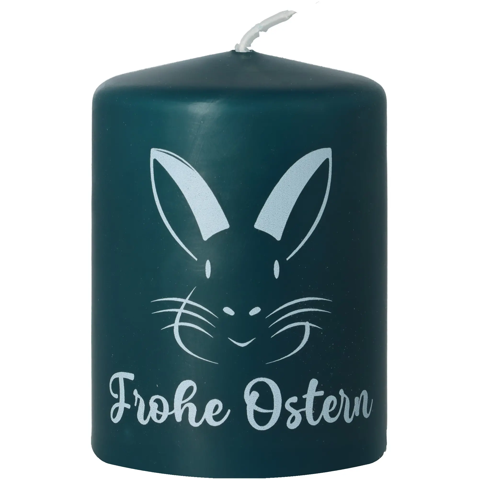 Stumpenkerze Petrol "Frohe Ostern"