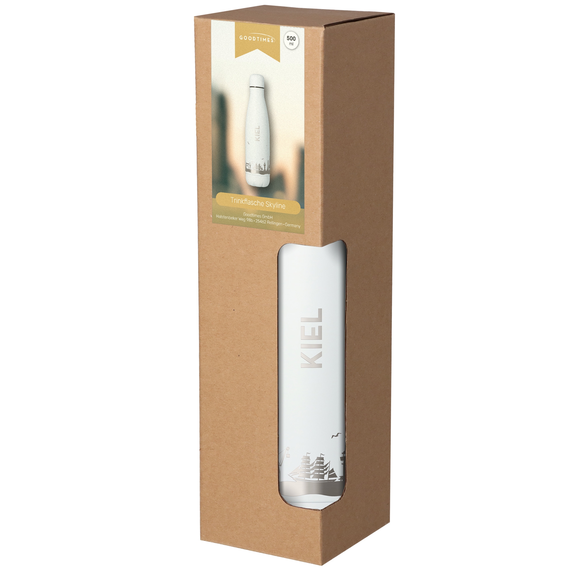 Trinkflasche Skyline Kiel Flasche, Postfach, Pinsel, Werkzeug, Lotion