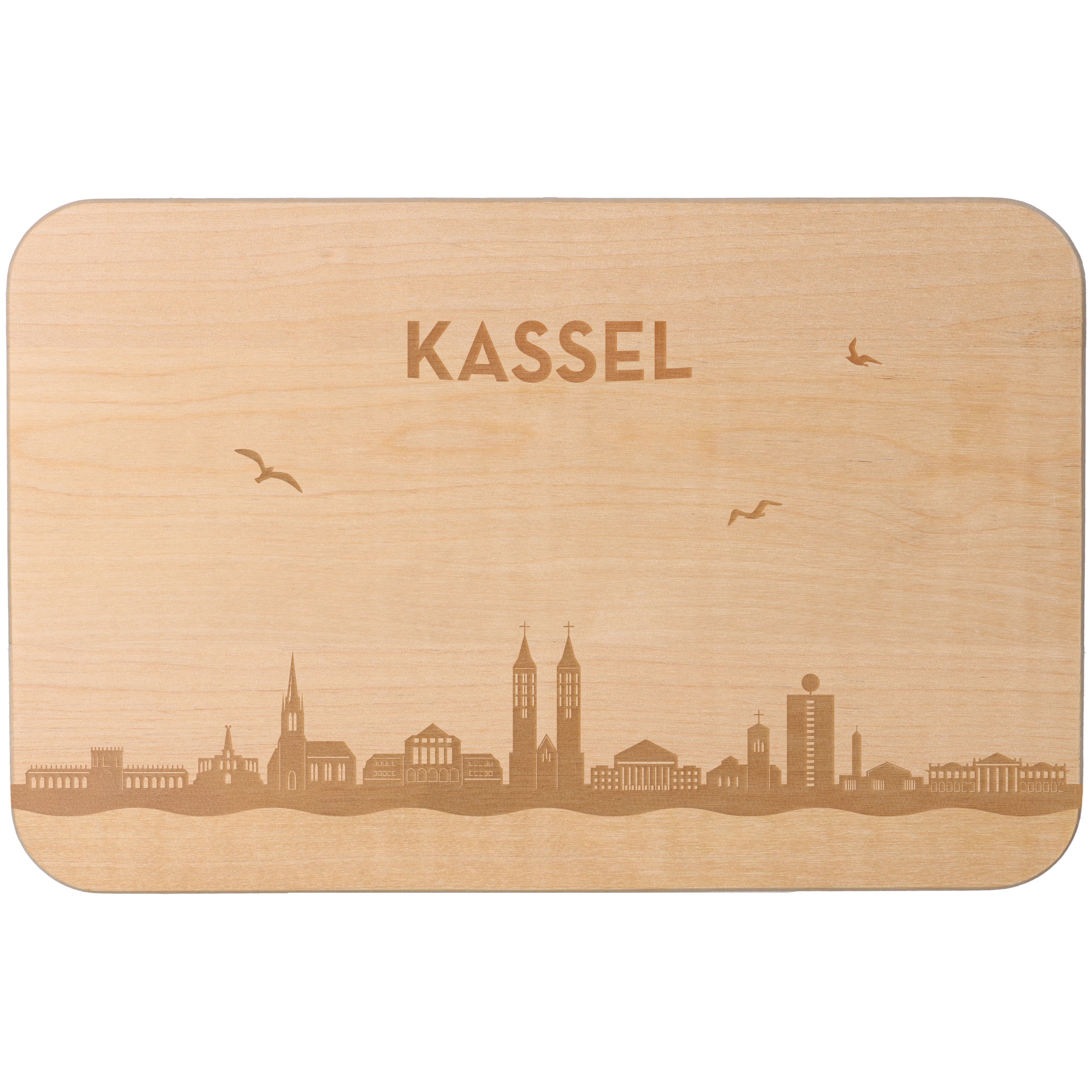Frühstücksbrett Skyline Kassel Holz, Sperrholz, Matte