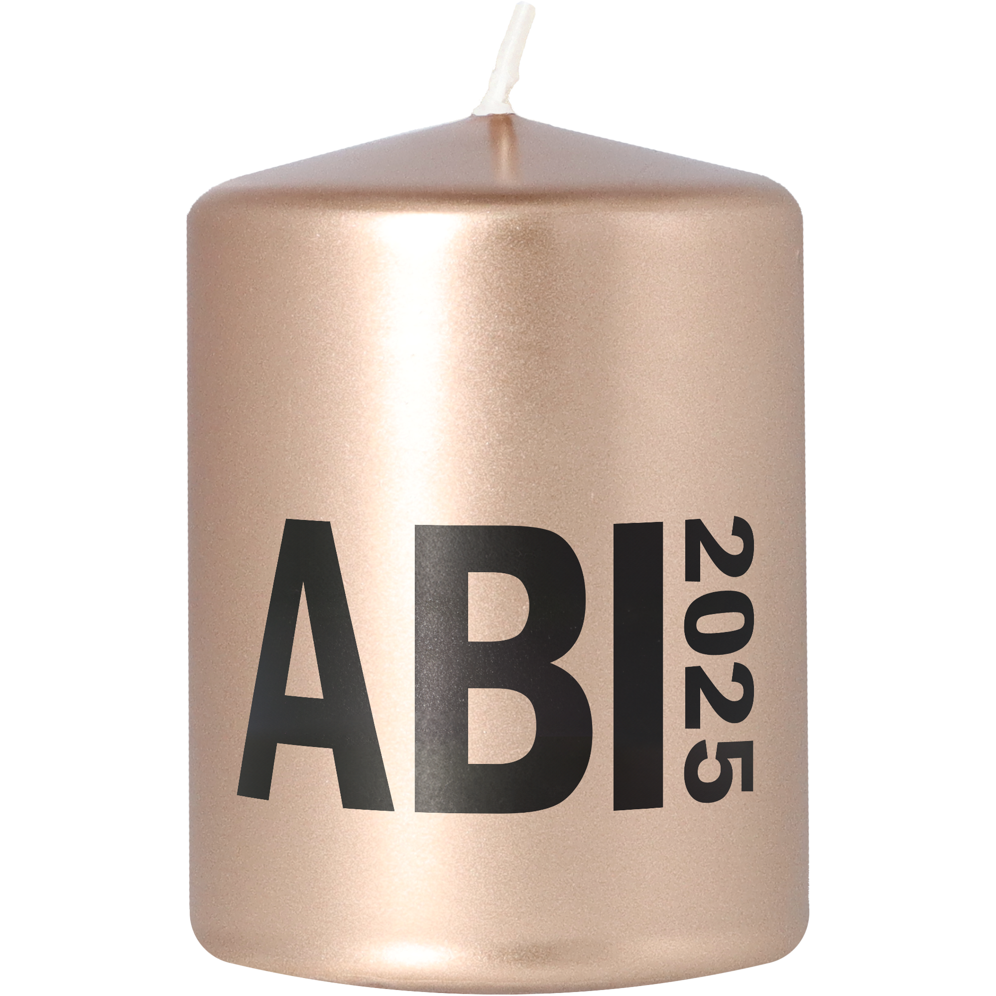 Stumpenkerze Metallic Kupfer "ABI 2025"