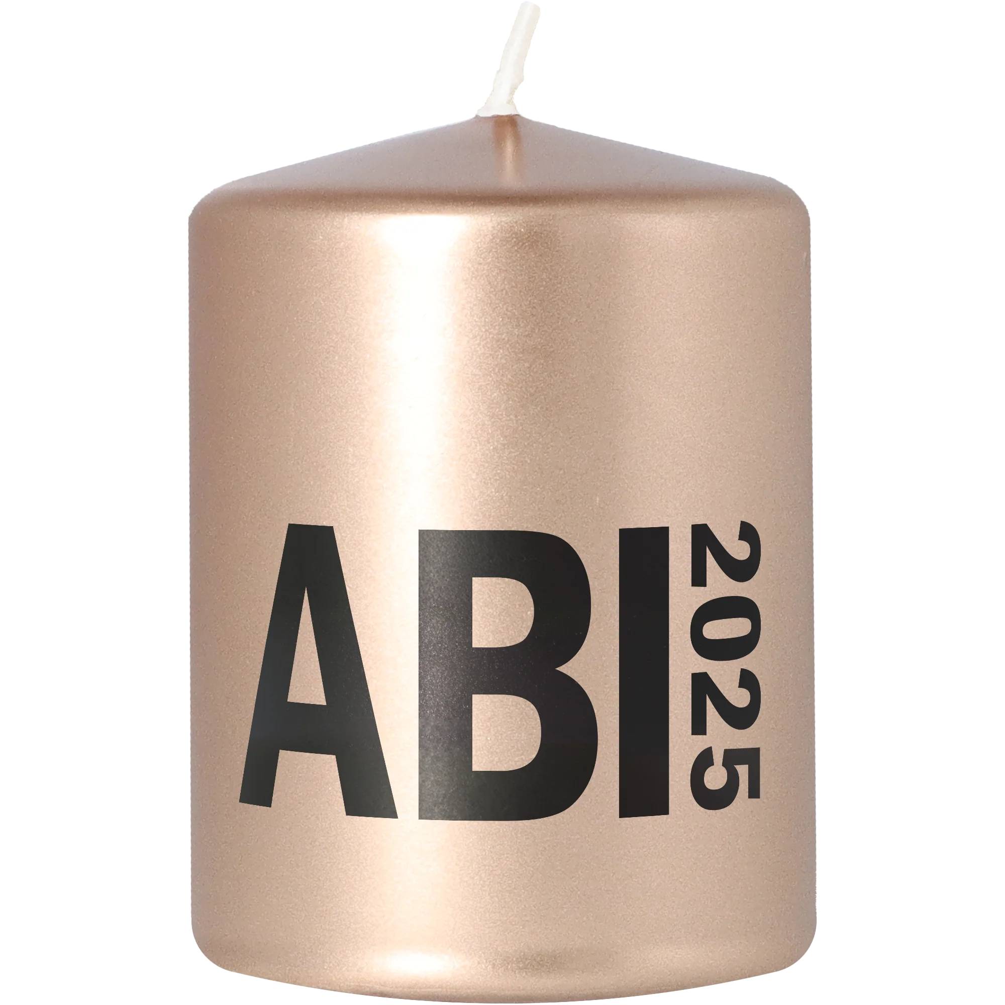 Stumpenkerze Metallic Kupfer "ABI 2025"