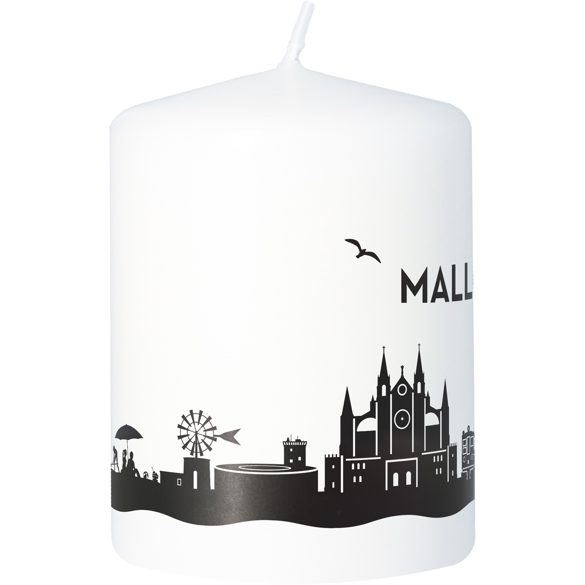 Stumpenkerze Skyline Mallorca Tier, Vogel, Kerze