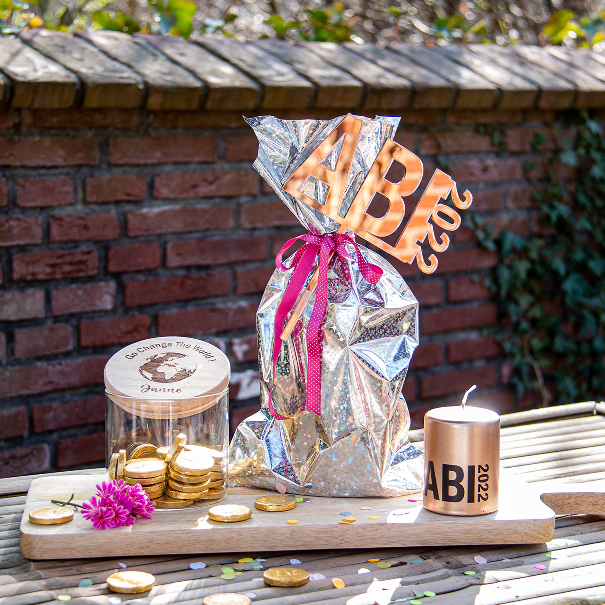 Stumpenkerze Metallic Kupfer "ABI 2025" Stumpenkerze Metallic Kupfer "ABI 2025"