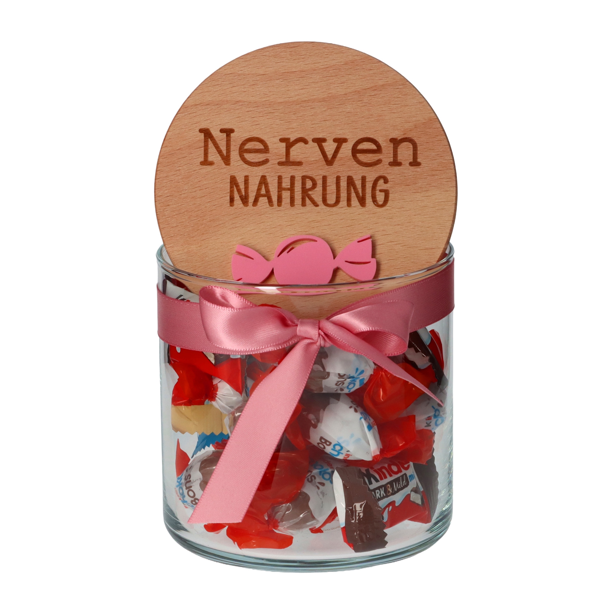 Geschenkglas "Nervennahrung" Pastel Rosa Krug, Essen, Süßigkeiten