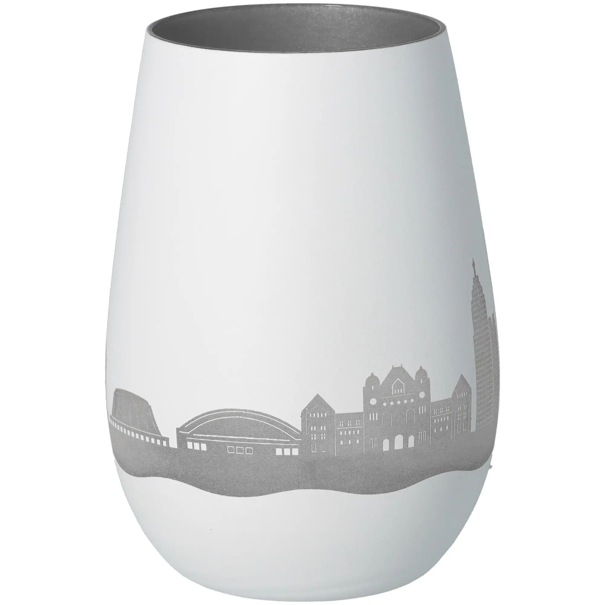Vase, Porzellan, weiße Vase, Stadt-Silhouette, große Dekor Vase