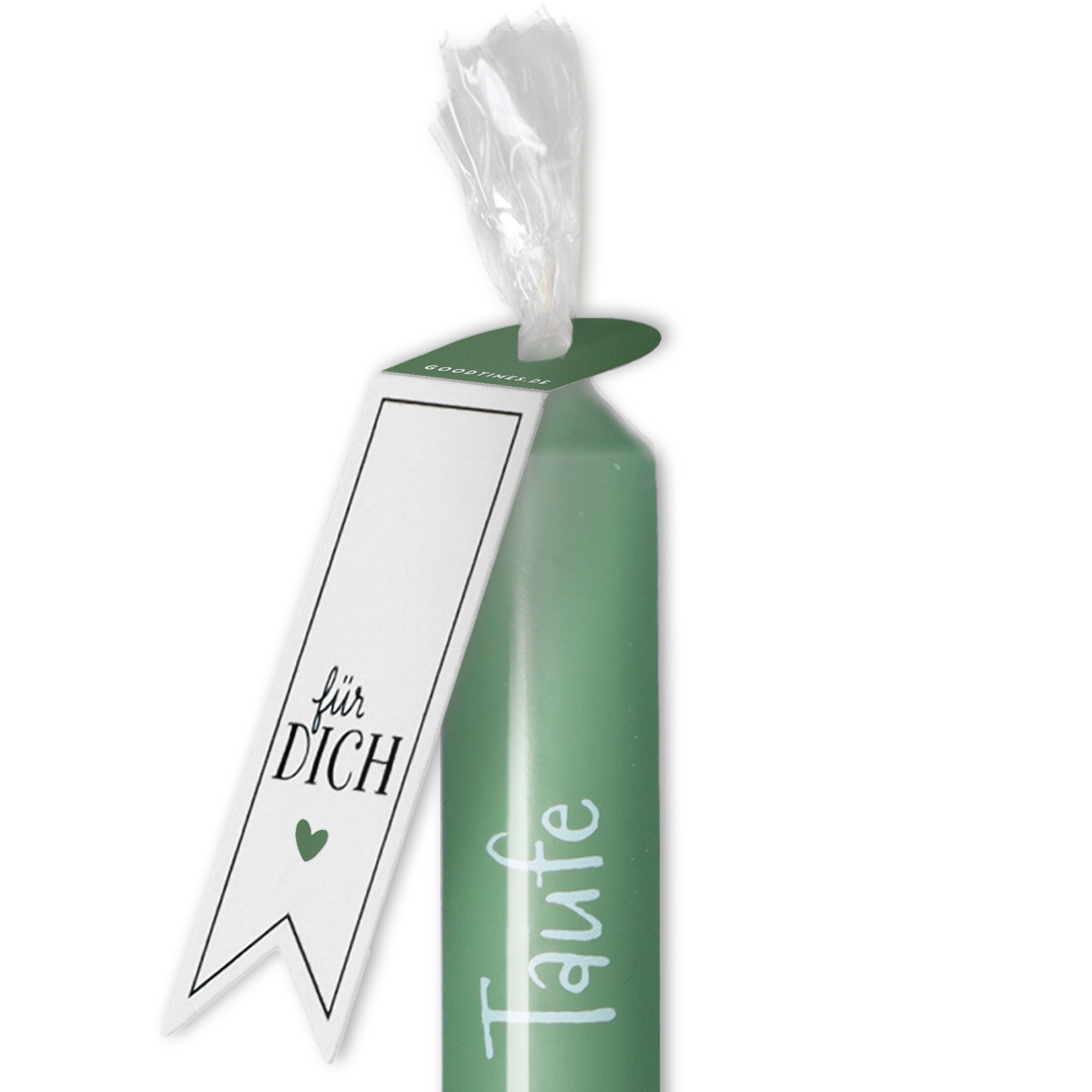 Stabkerze Smaragd "Alles Liebe zur Taufe" Flasche