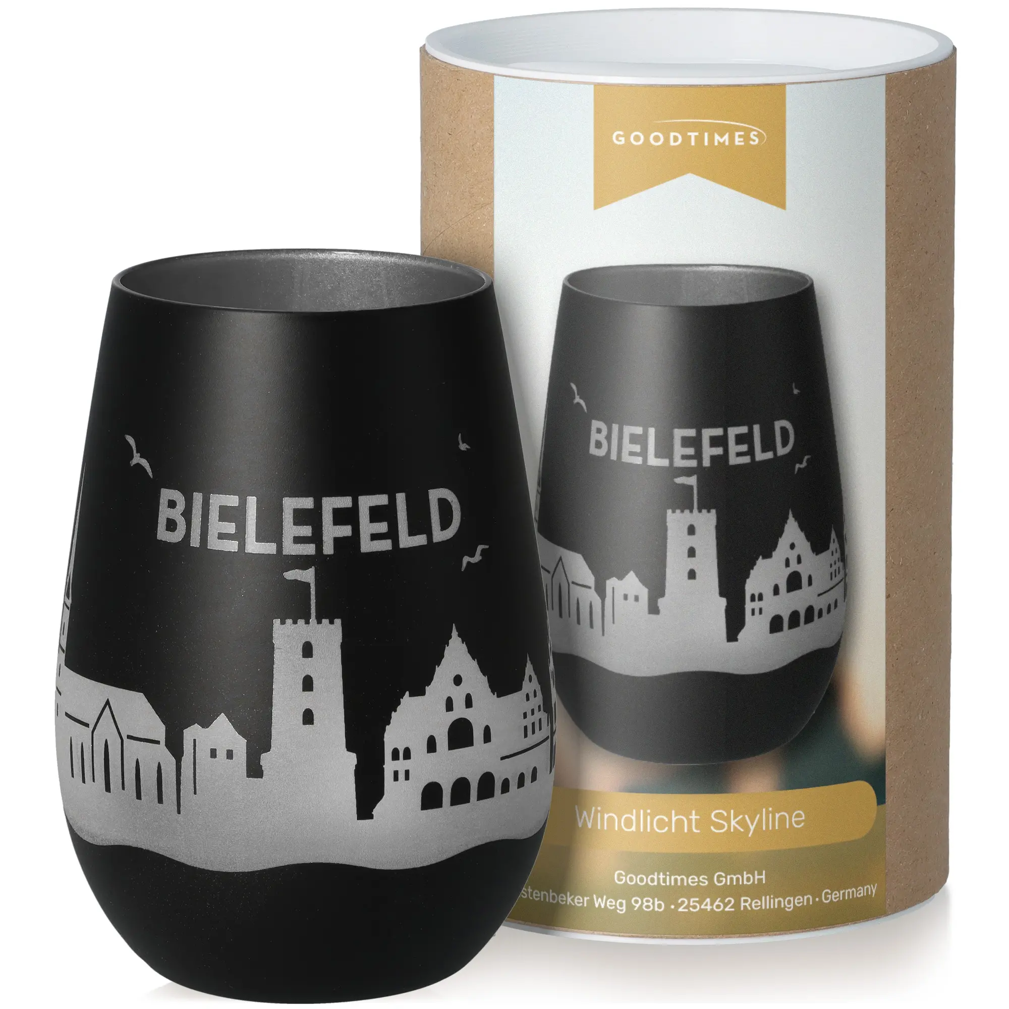 Tasse, Becher, Kunststoff, Schwarz, Stadtmotiv