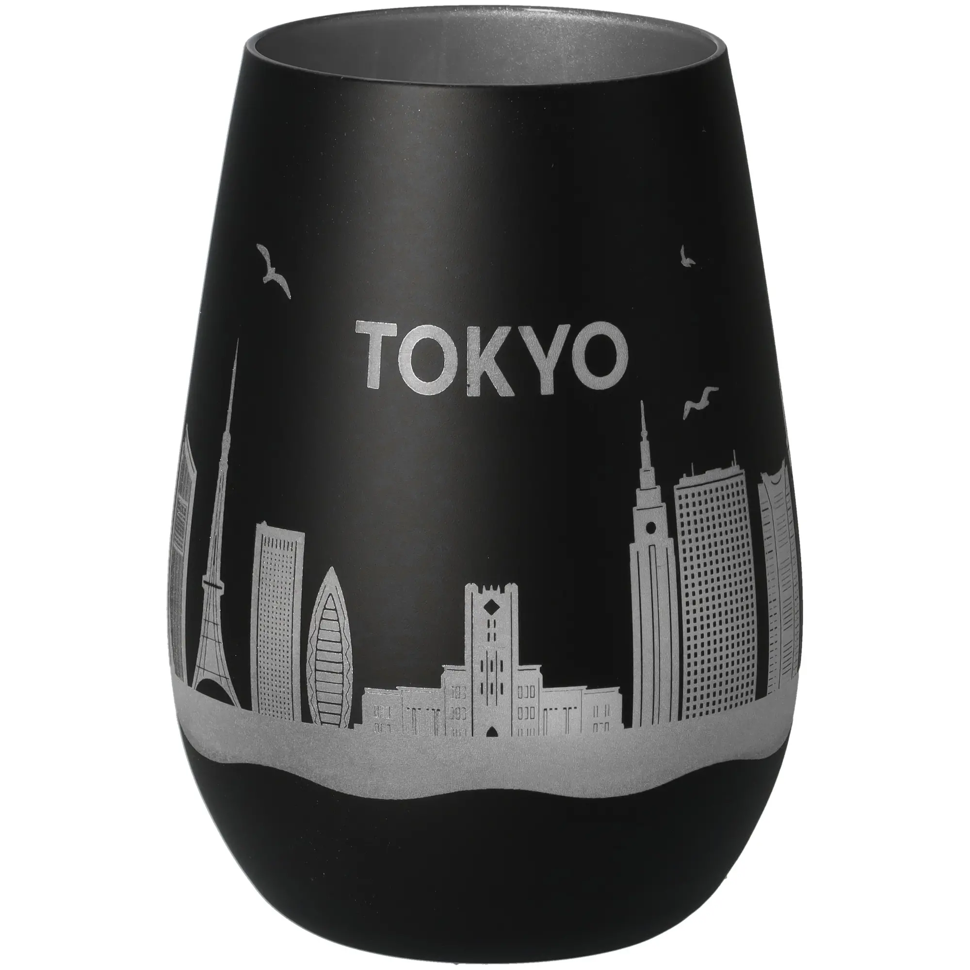 Becher, Tumbler, Stadtmotiv, Silberprint, Schwarz