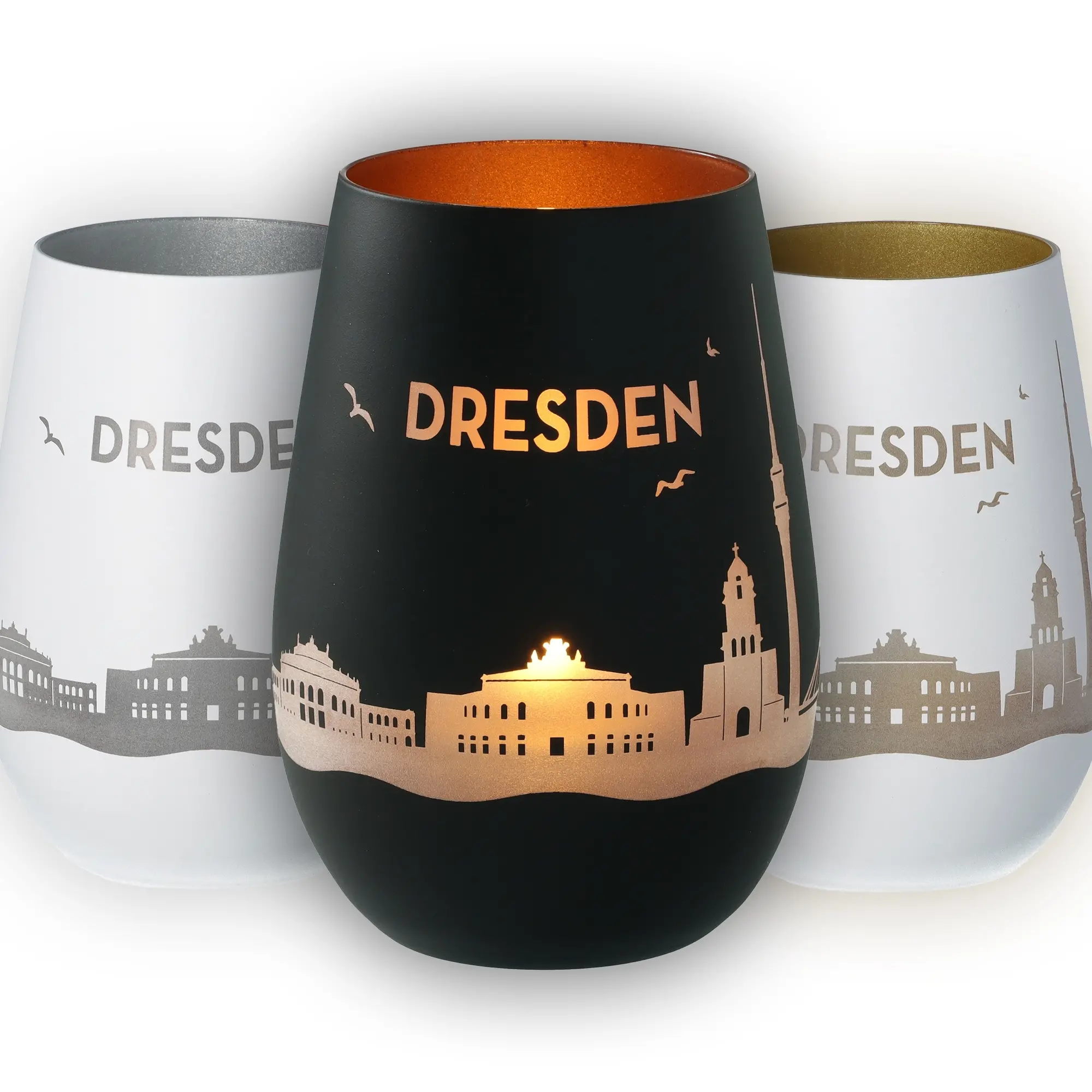 Glas, Becher, Reisebecher, Dresden, Metallische Farbe