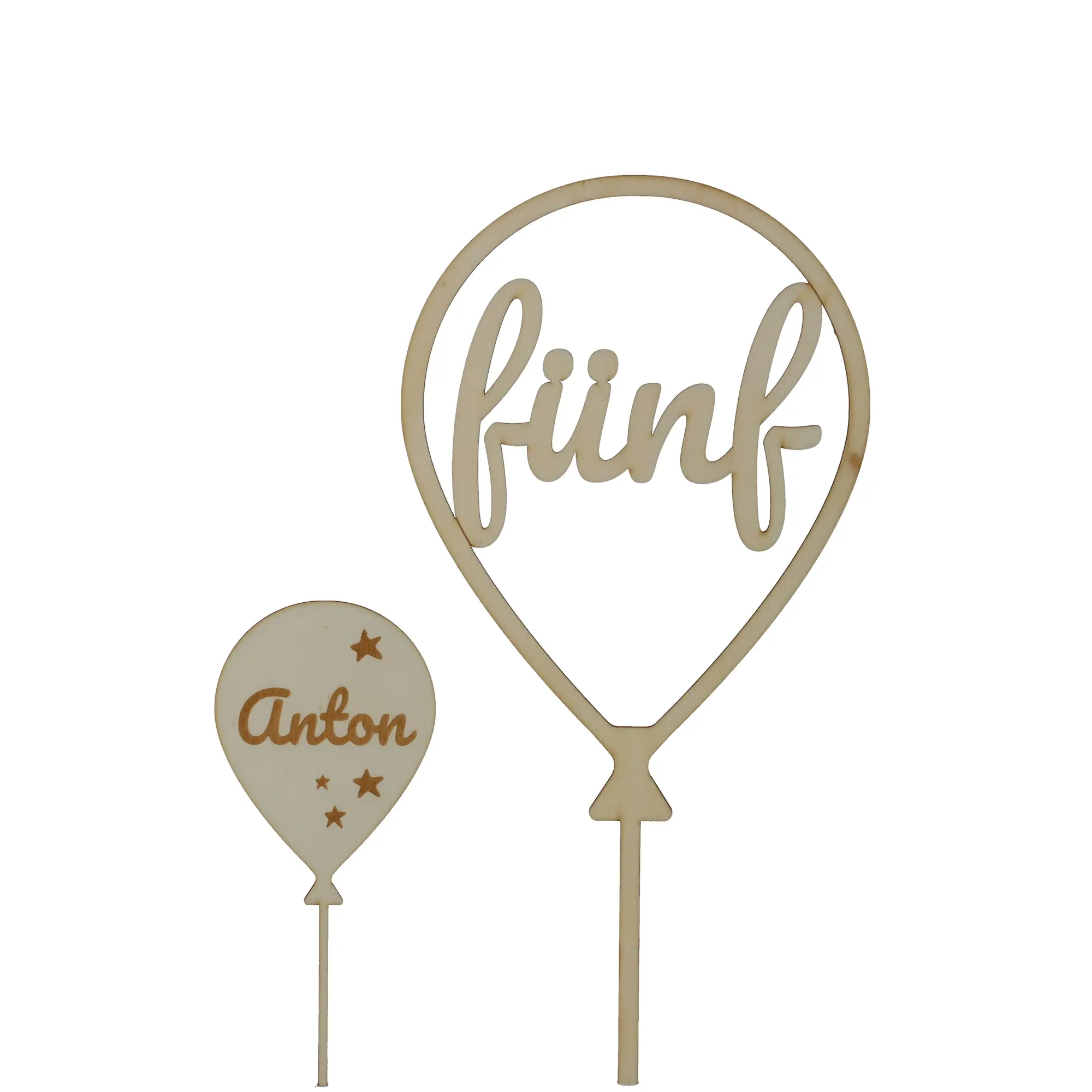 Cake Topper Ballon mit Sternen Zahl 5