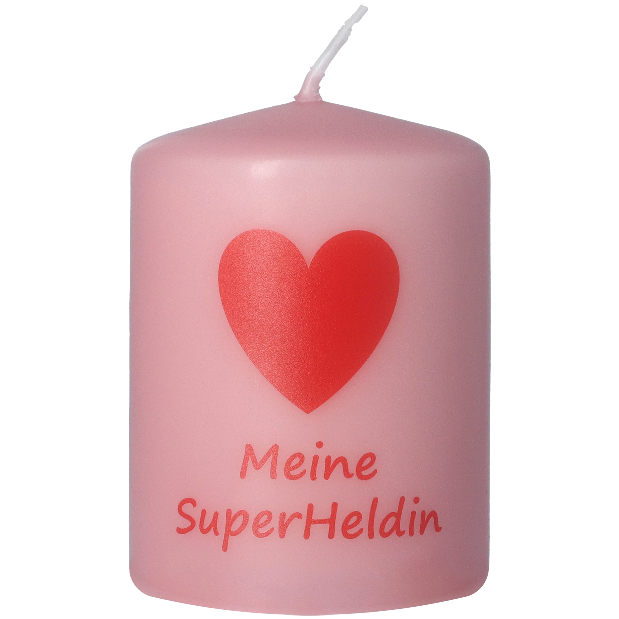 Stumpenkerze Rosa "Meine SuperHeldin"