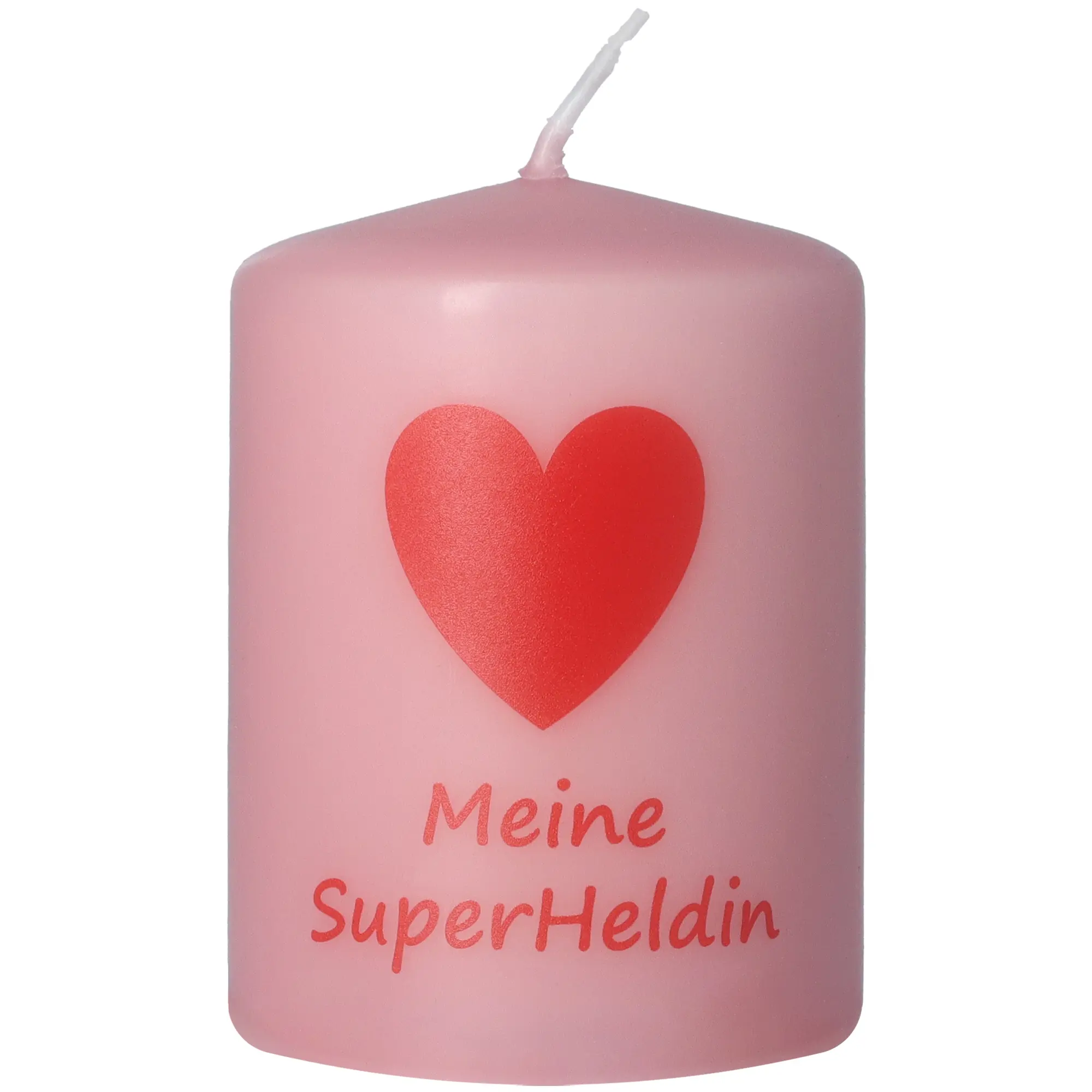 Stumpenkerze Rosa "Meine SuperHeldin"