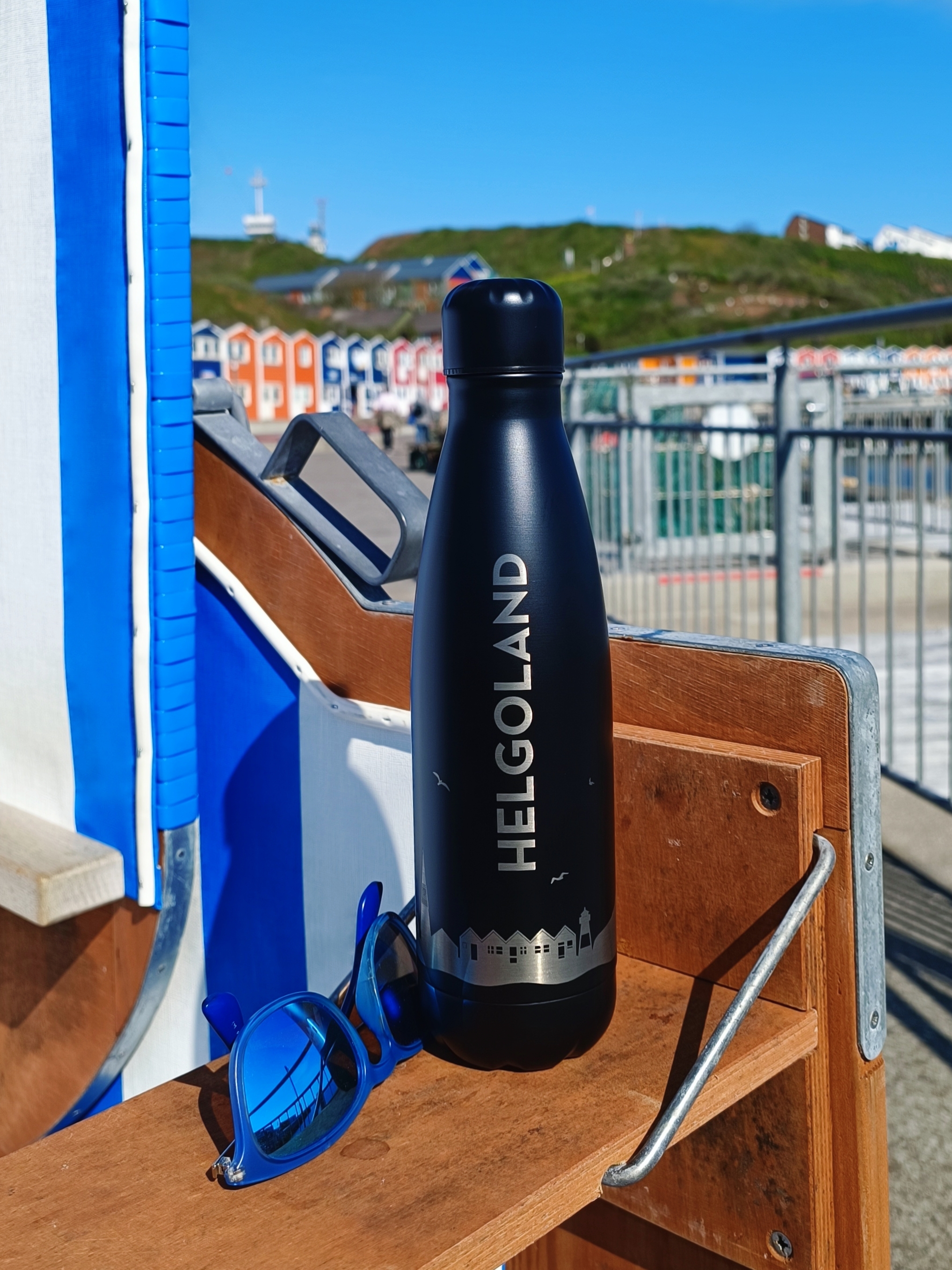 Trinkflasche Skyline Helgoland Holz, Flasche, Sperrholz, Hartholz, Wasserflasche